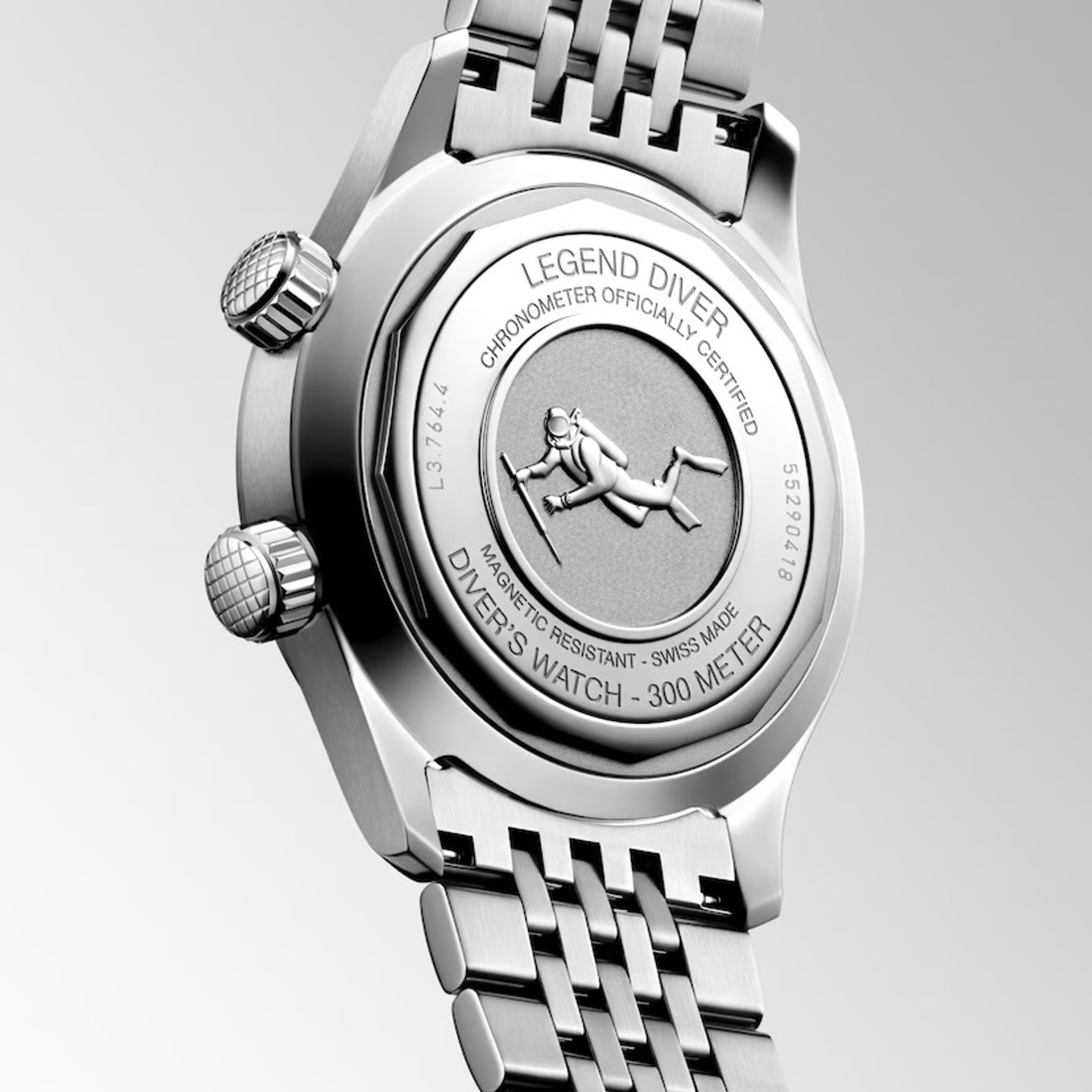 Longines Legend Diver L3.764.4.99.6 (2025) - Grijs wijzerplaat 39mm Staal (2/2)