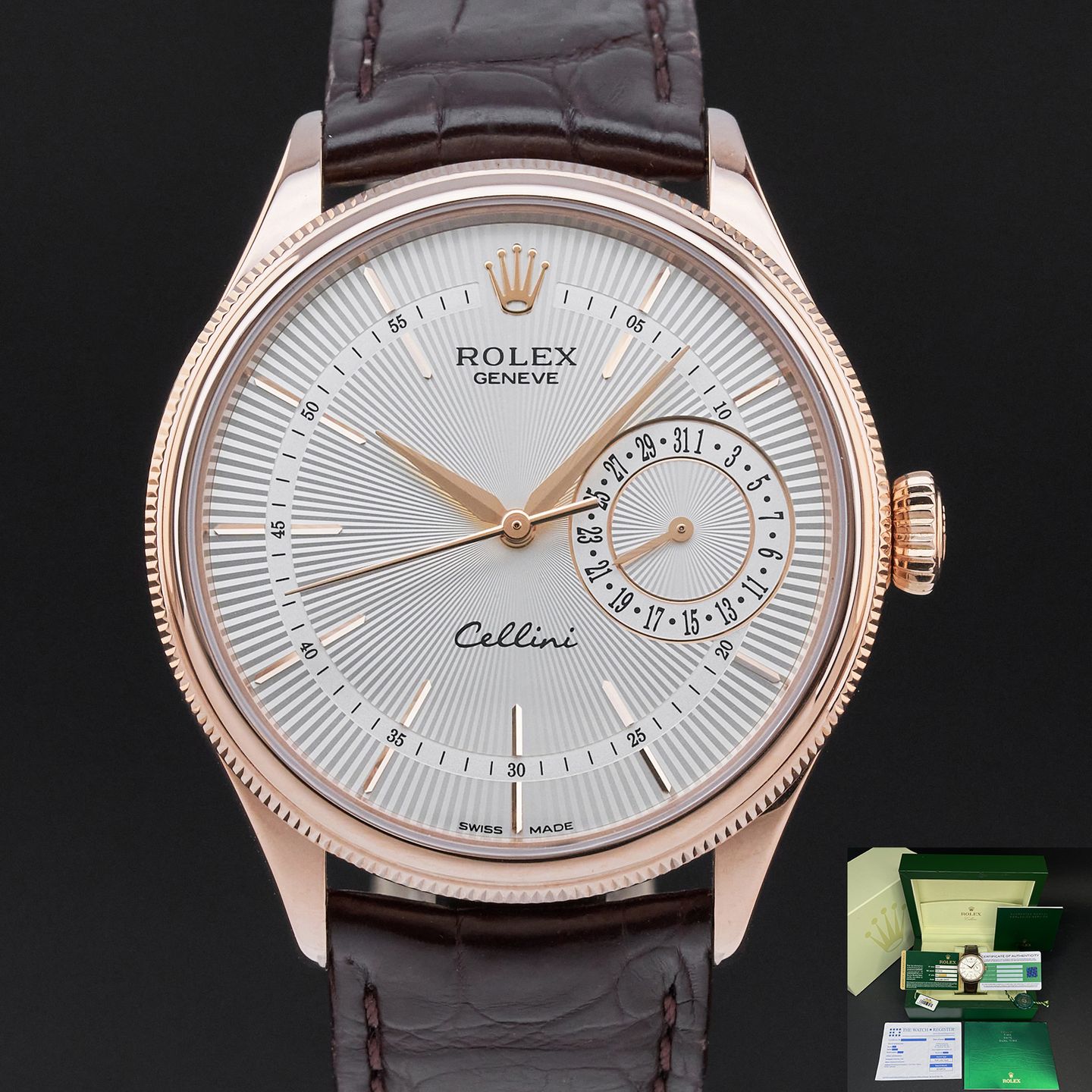 Rolex Cellini Date 50515 (2015) - Zilver wijzerplaat 39mm Roségoud (1/8)