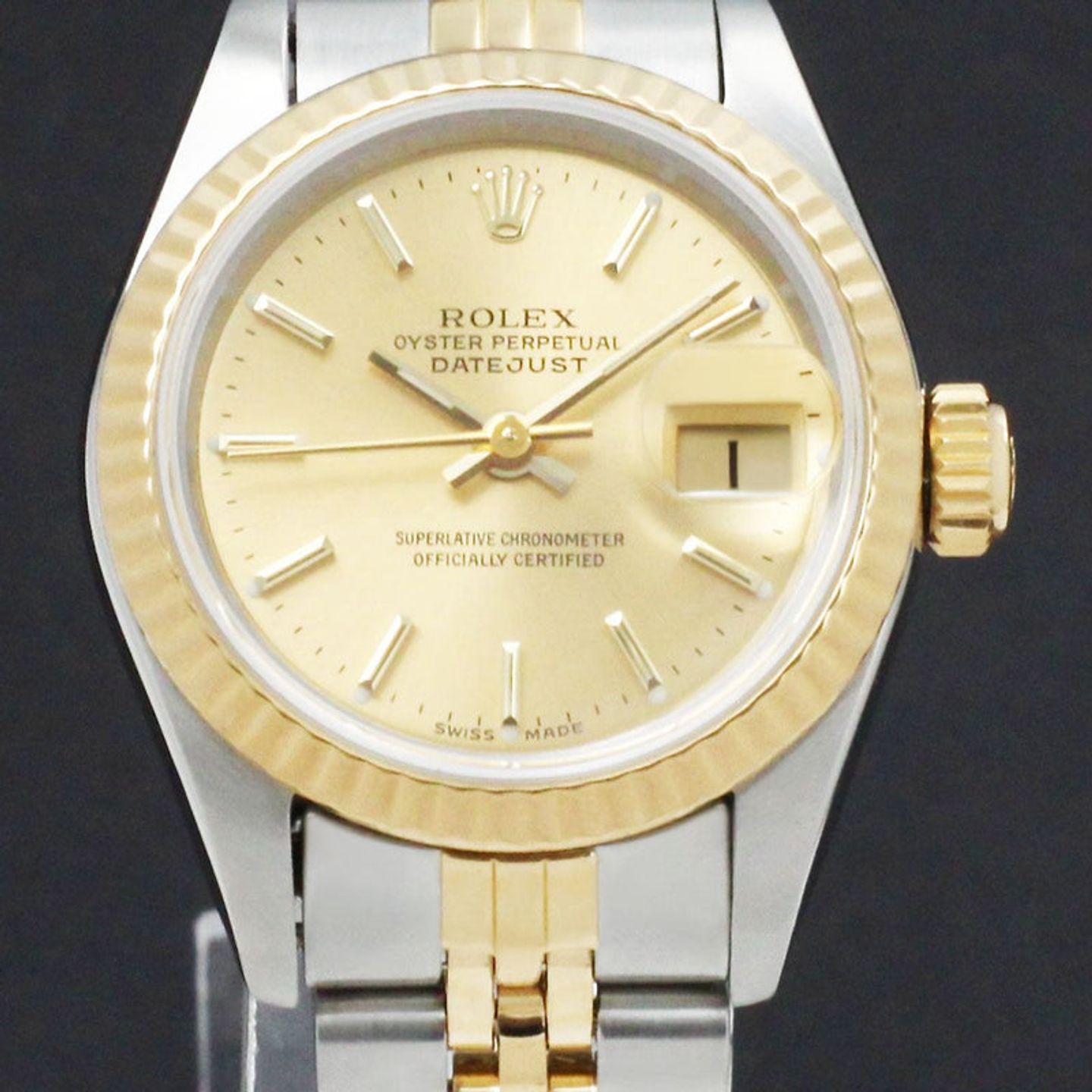 Rolex Lady-Datejust 69173 (1987) - Gold dial 26 mm Gold/Steel case (1/7)