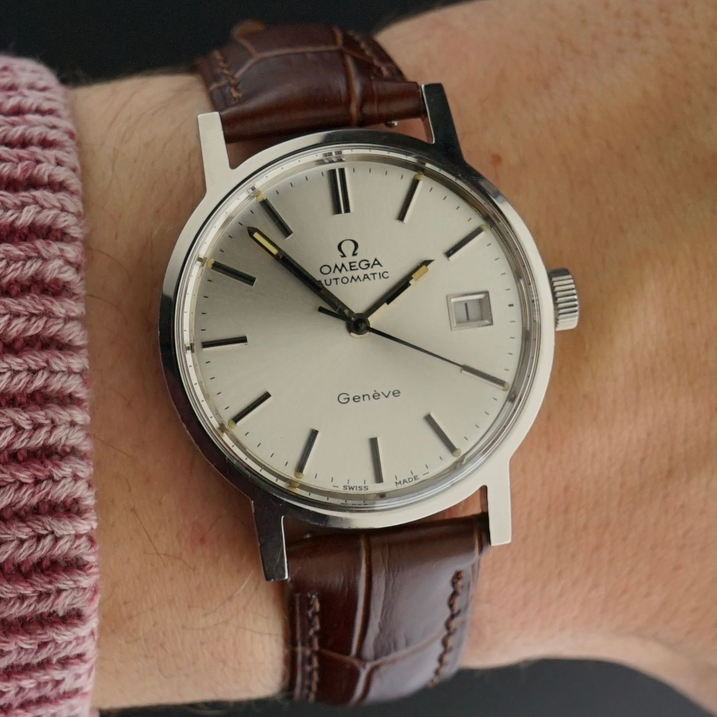 Omega Genève 166.098 (1972) - Wit wijzerplaat 35mm Staal (2/8)