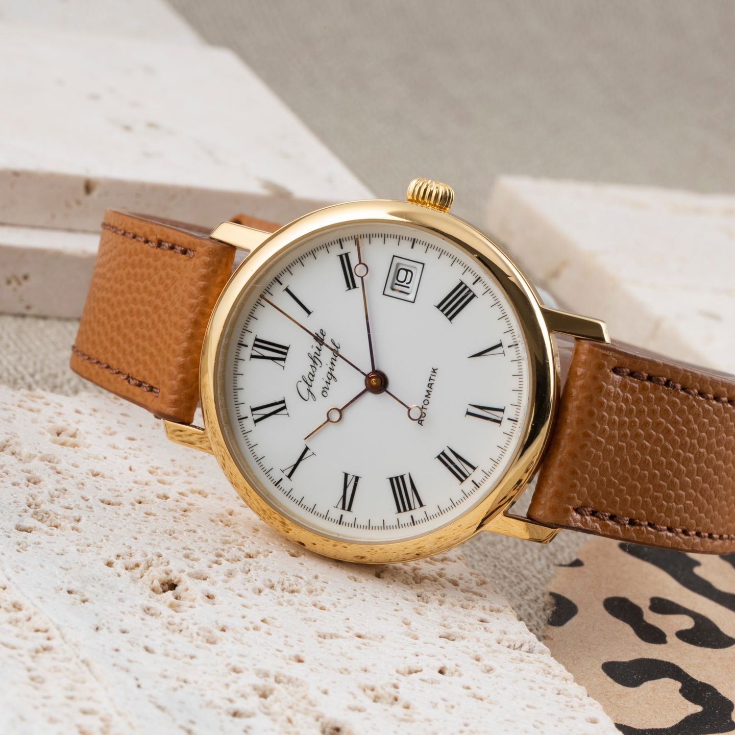 Glashütte Original Vintage 10-31-01-01-04 (1994) - Wit wijzerplaat 35mm Goud/Staal (2/8)