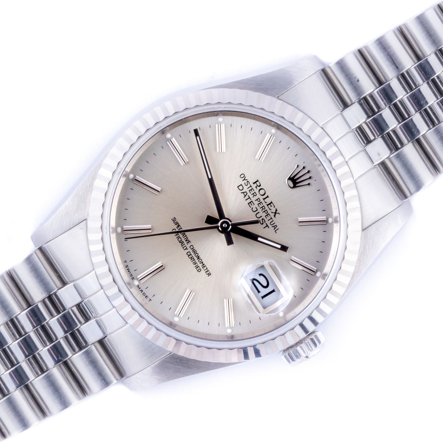 Rolex Datejust 36 16234 (1990) - Zilver wijzerplaat 36mm Staal (1/8)