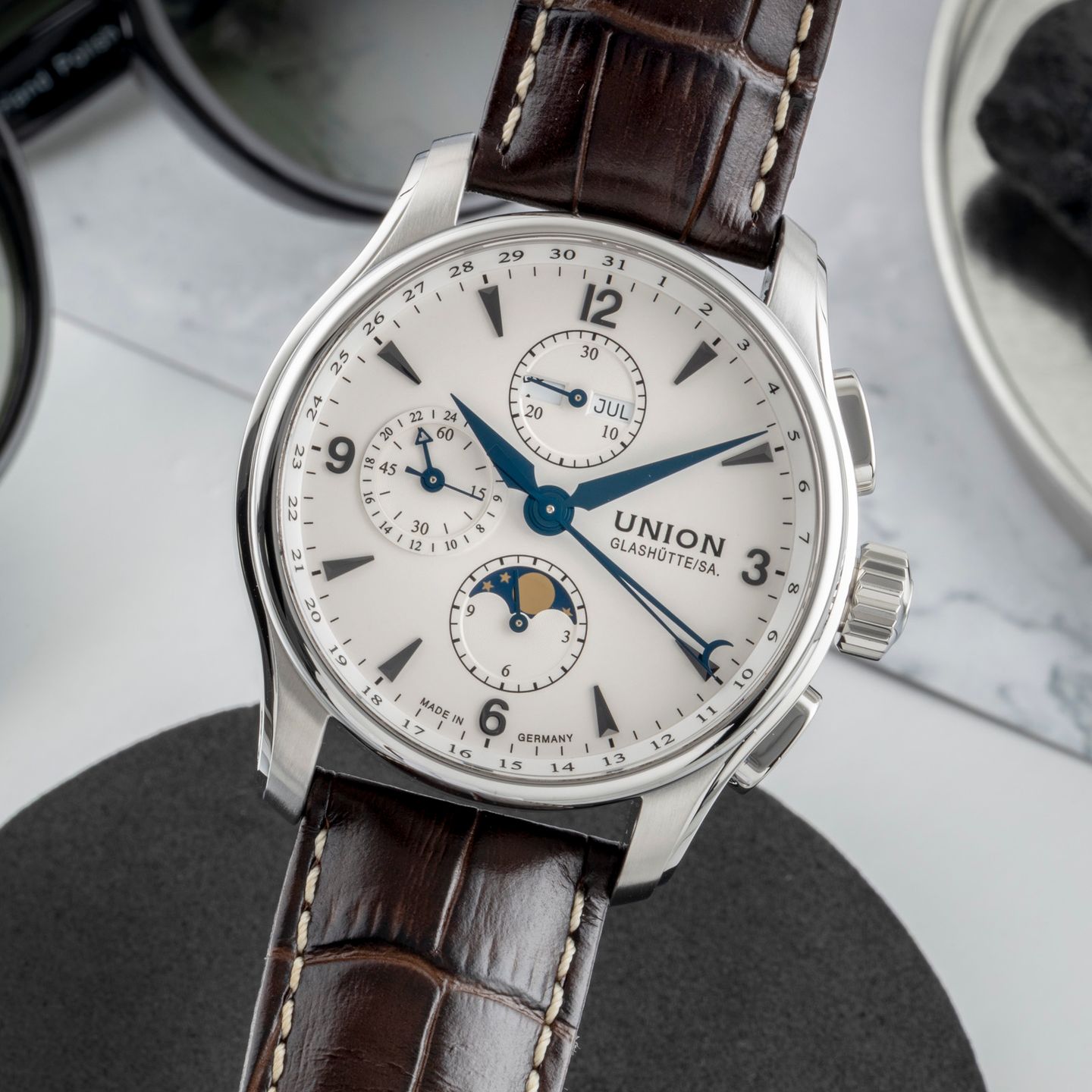 Union Glashütte Belisar Chronograph D002.425.16.037.00 (Onbekend (willekeurig serienummer)) - Wit wijzerplaat 42mm Staal (3/8)