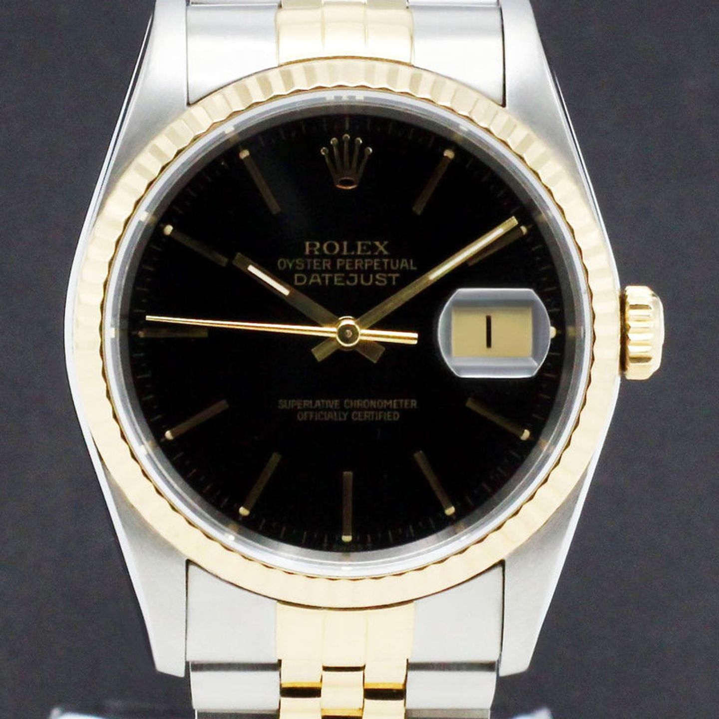 Rolex Datejust 36 16233 (1991) - Black dial 36 mm Gold/Steel case (1/7)