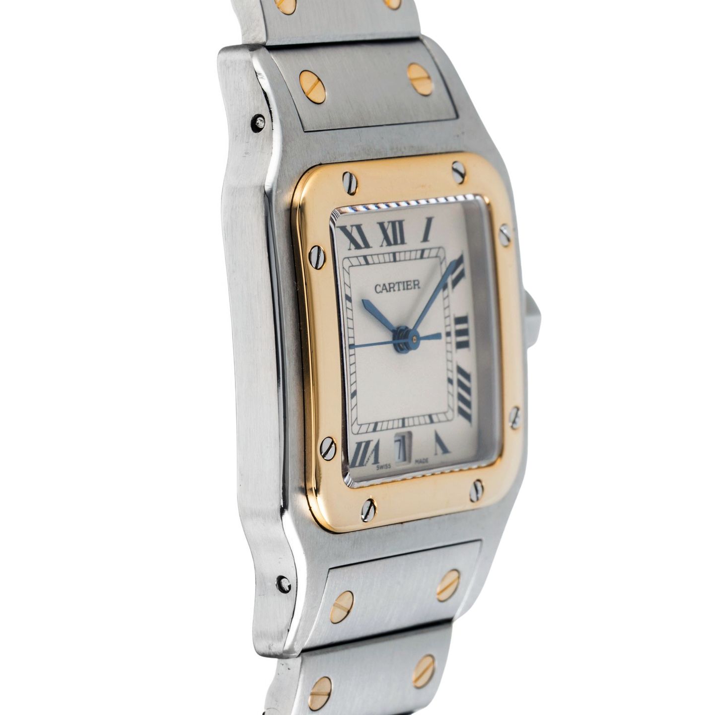 Cartier Santos Galbée W20011C4 (1991) - Silver dial 29 mm Gold/Steel case (7/8)