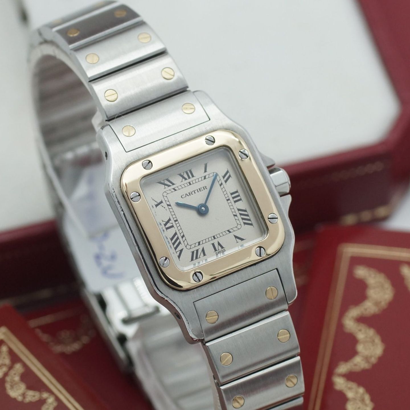 Cartier Santos Galbée 1057930 (1994) - White dial 24 mm Gold/Steel case (1/8)