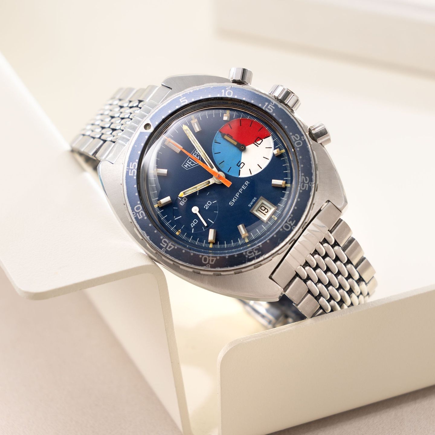 Heuer Vintage 73463 (1970) - Blauw wijzerplaat 42mm Staal (1/8)