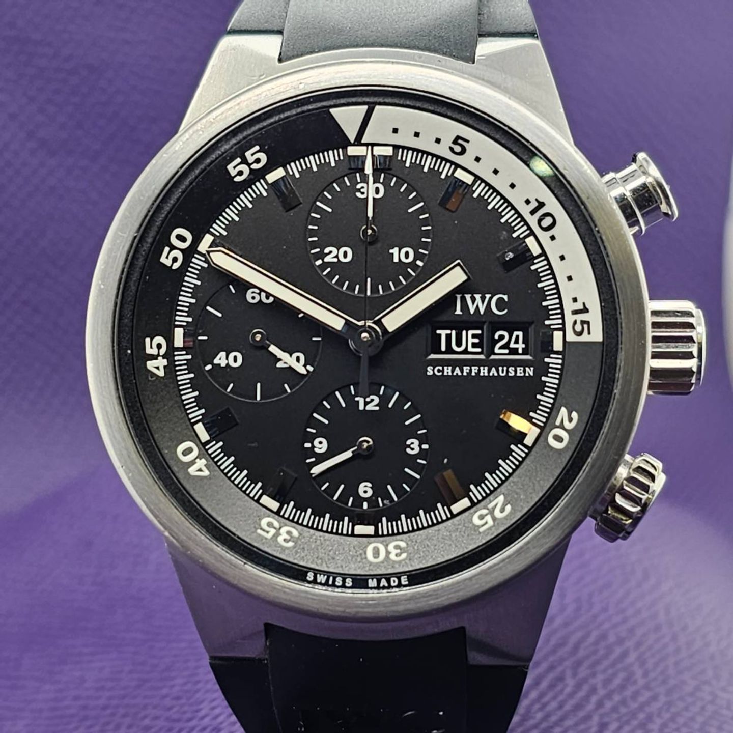 IWC Aquatimer Chronograph IW371933 (2008) - Zwart wijzerplaat 42mm Staal (3/5)