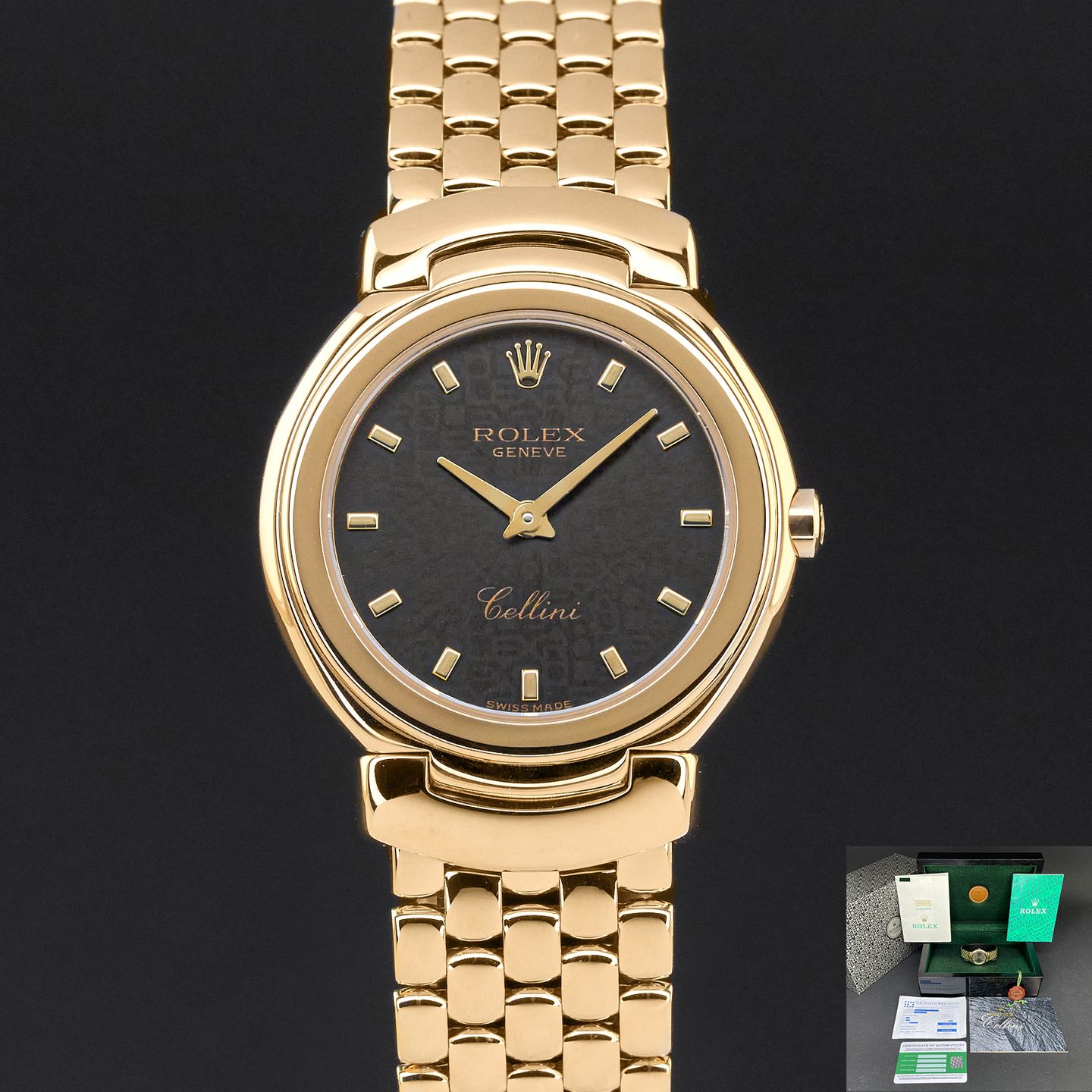Rolex Cellini 6621/8 (1990) - Grey dial 26 mm Yellow Gold case (1/8)