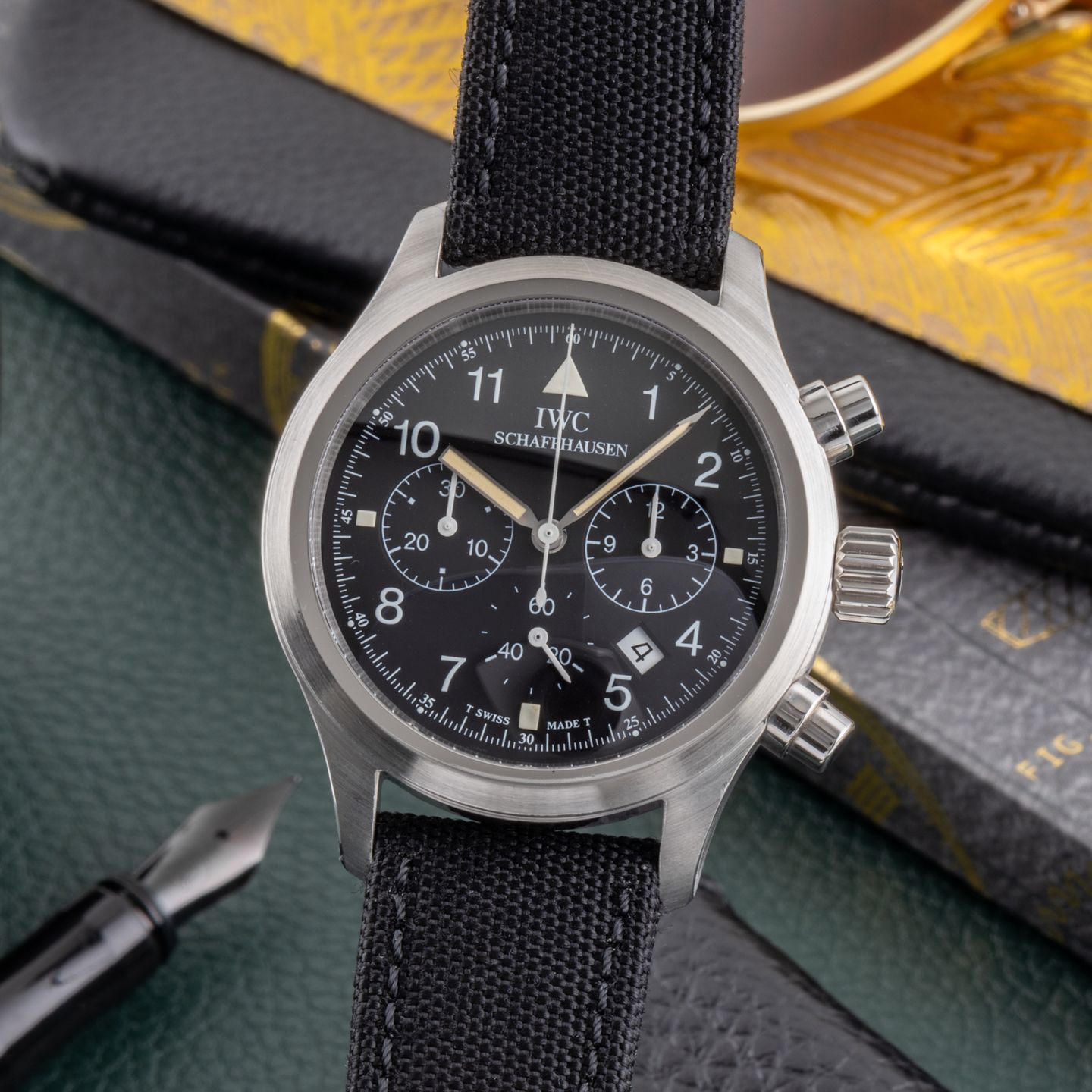 IWC Pilot Chronograph IW374101 (1996) - Zwart wijzerplaat 36mm Staal (3/8)