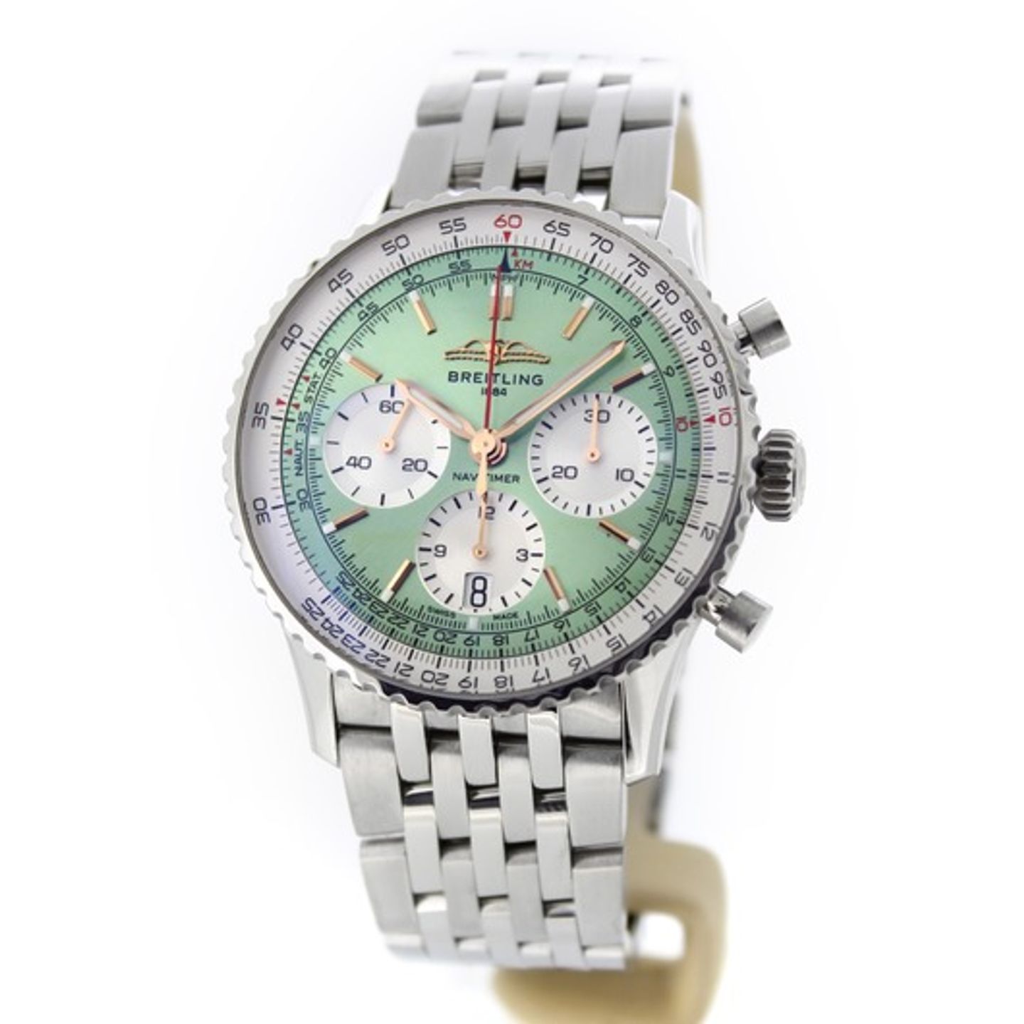 Breitling Navitimer 1 B01 Chronograph AB0139211L1A1 (2023) - Groen wijzerplaat 41mm Staal (2/7)