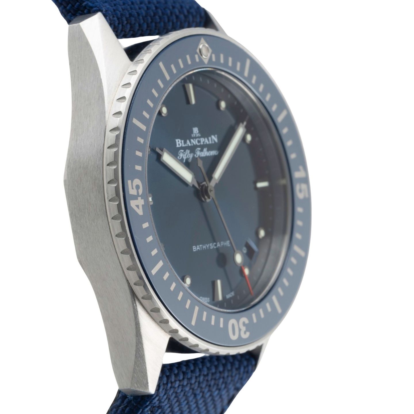 Blancpain Fifty Fathoms Bathyscaphe 5100-1140-052A (Unknown (random serial)) - Blue dial 39 mm Steel case (7/8)