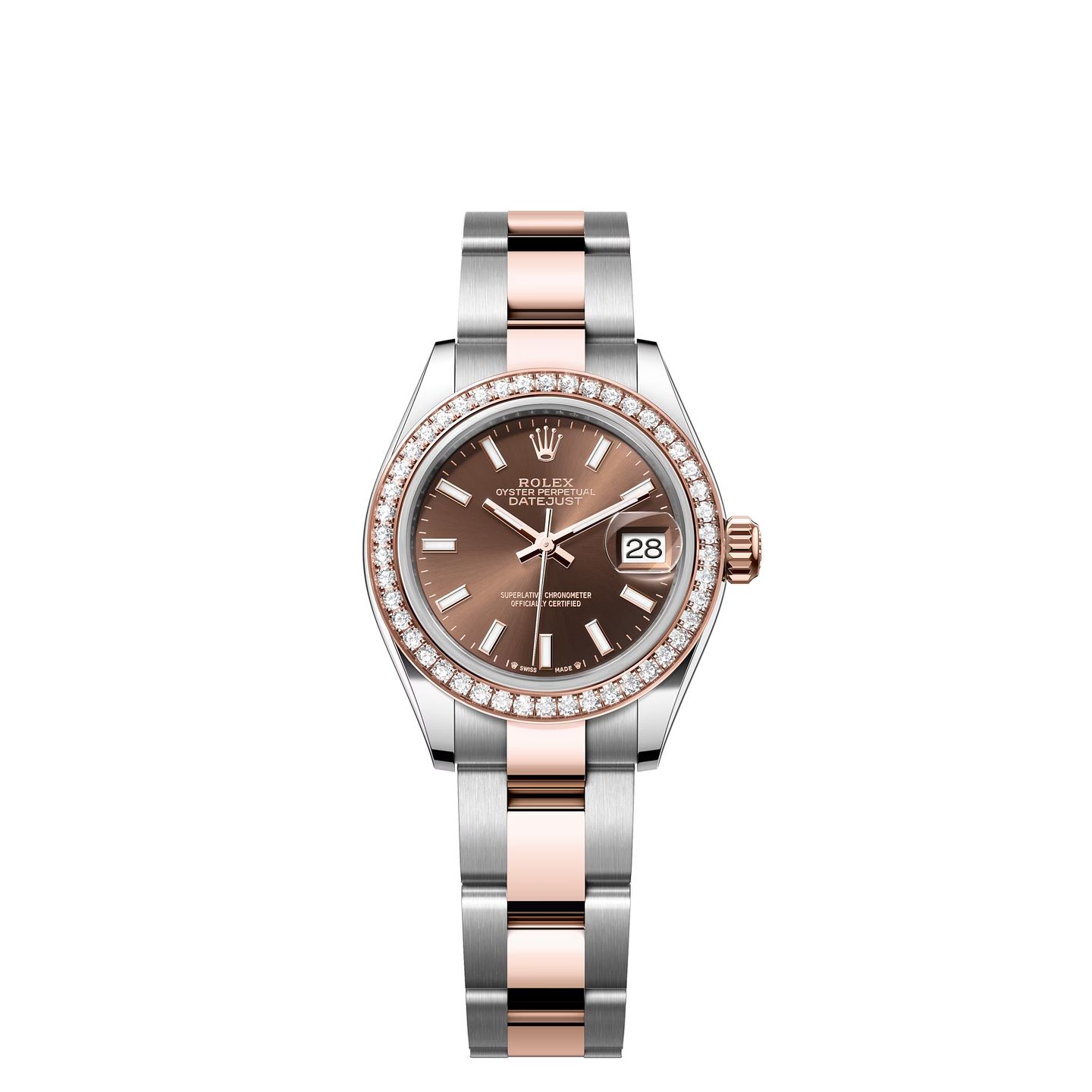 Rolex Lady-Datejust 279381RBR (2024) - Bruin wijzerplaat 28mm Staal (1/1)