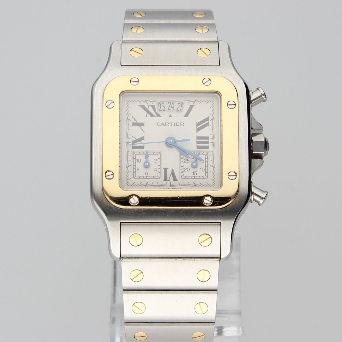 Cartier Santos Galbée 2425 (2000) - Silver dial 29 mm Gold/Steel case (2/8)