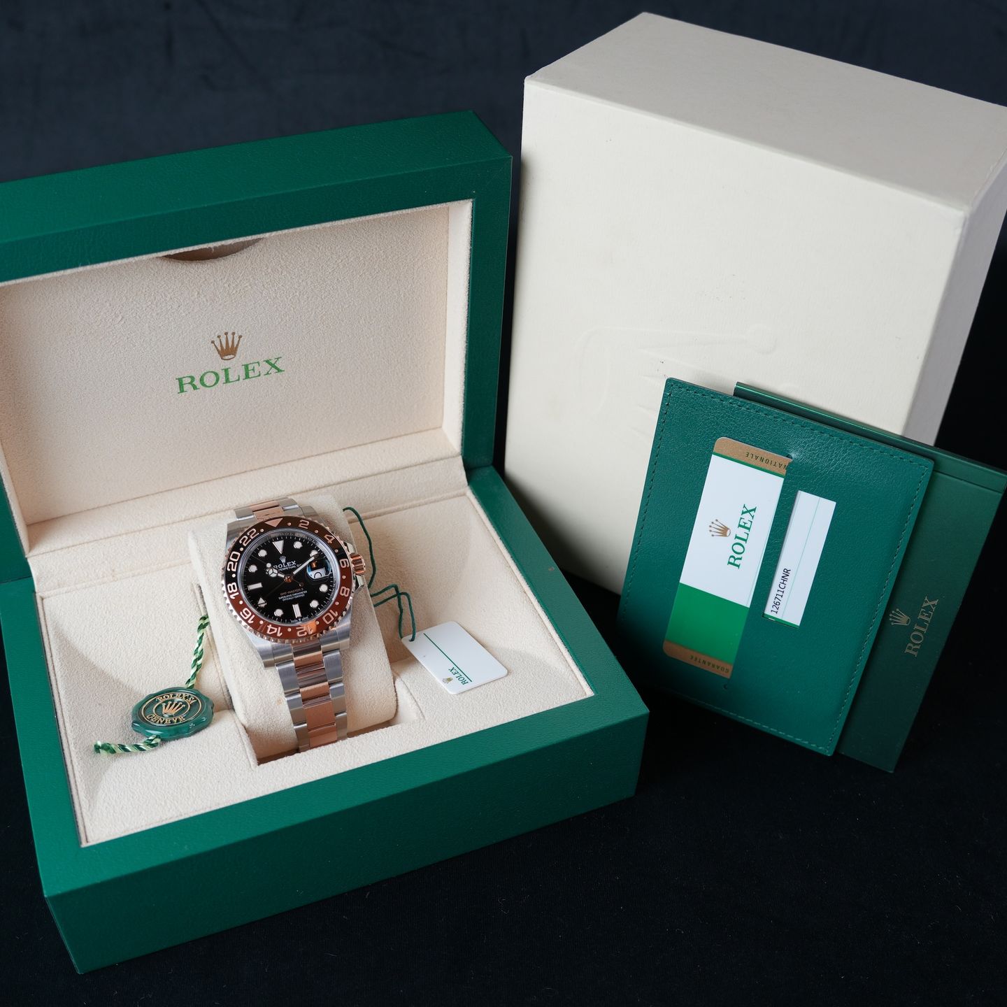 Rolex GMT-Master II 126711CHNR (2019) - Zwart wijzerplaat 40mm Goud/Staal (8/8)