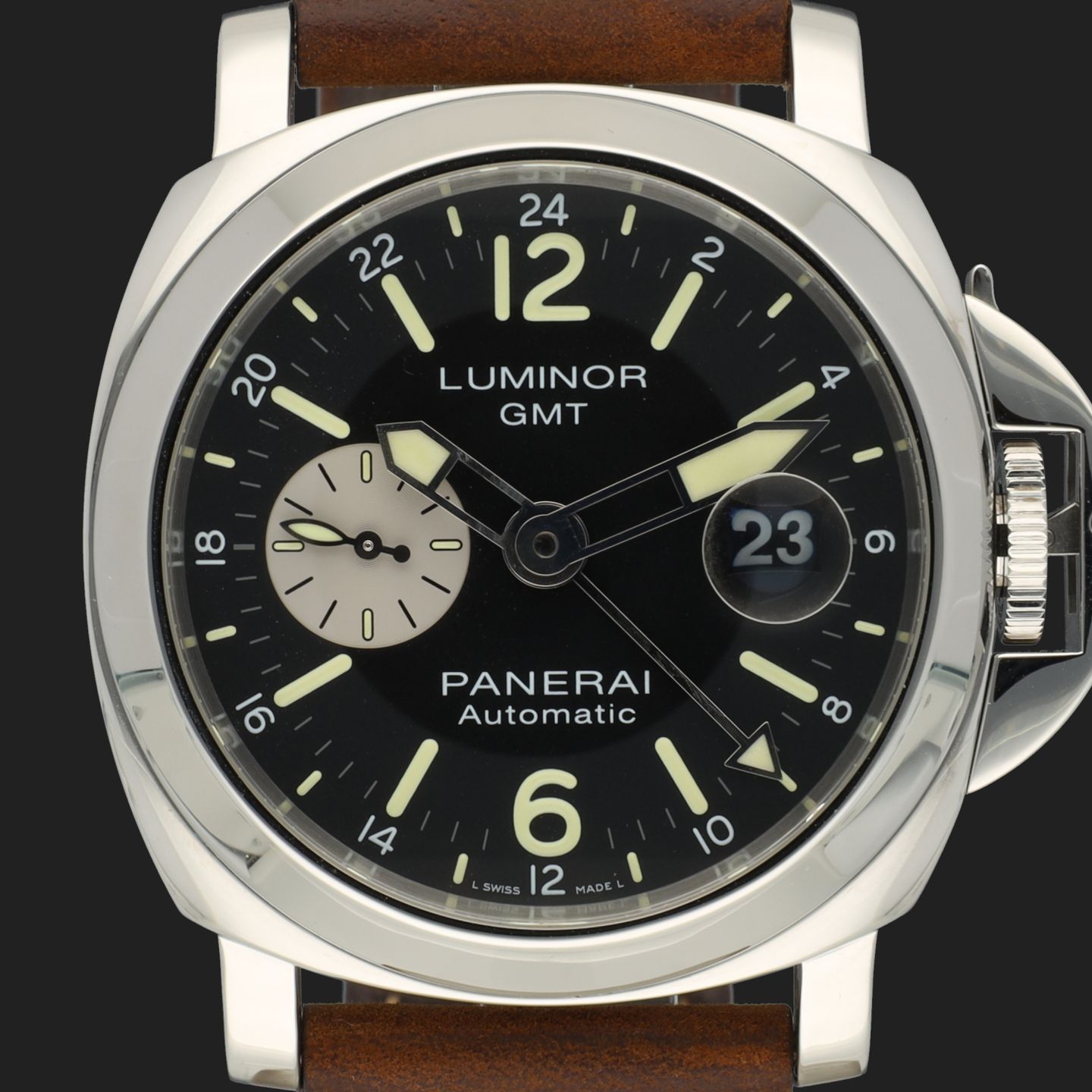 Panerai Luminor GMT Automatic PAM01088 (2020) - Zwart wijzerplaat 44mm Staal (2/8)