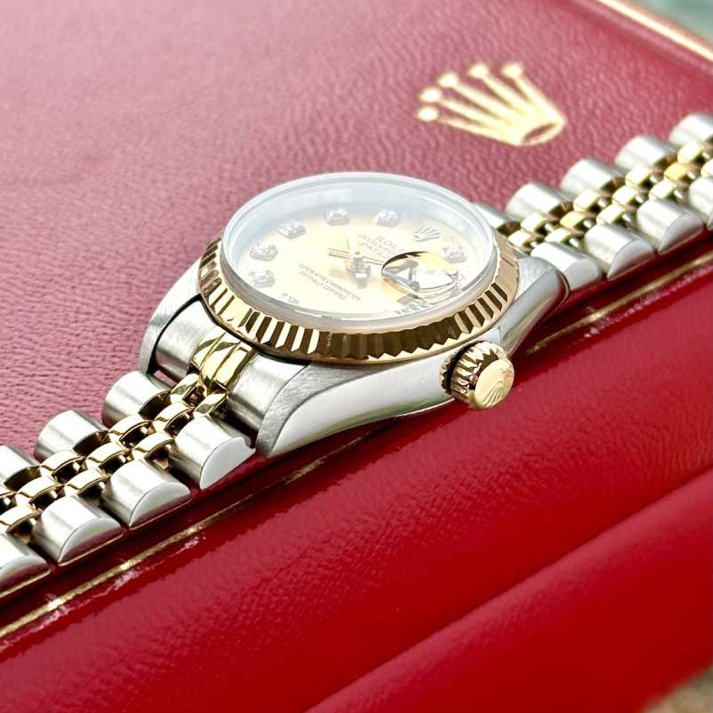 Rolex Lady-Datejust 69173G (1995) - Gold dial 26 mm Gold/Steel case (7/8)