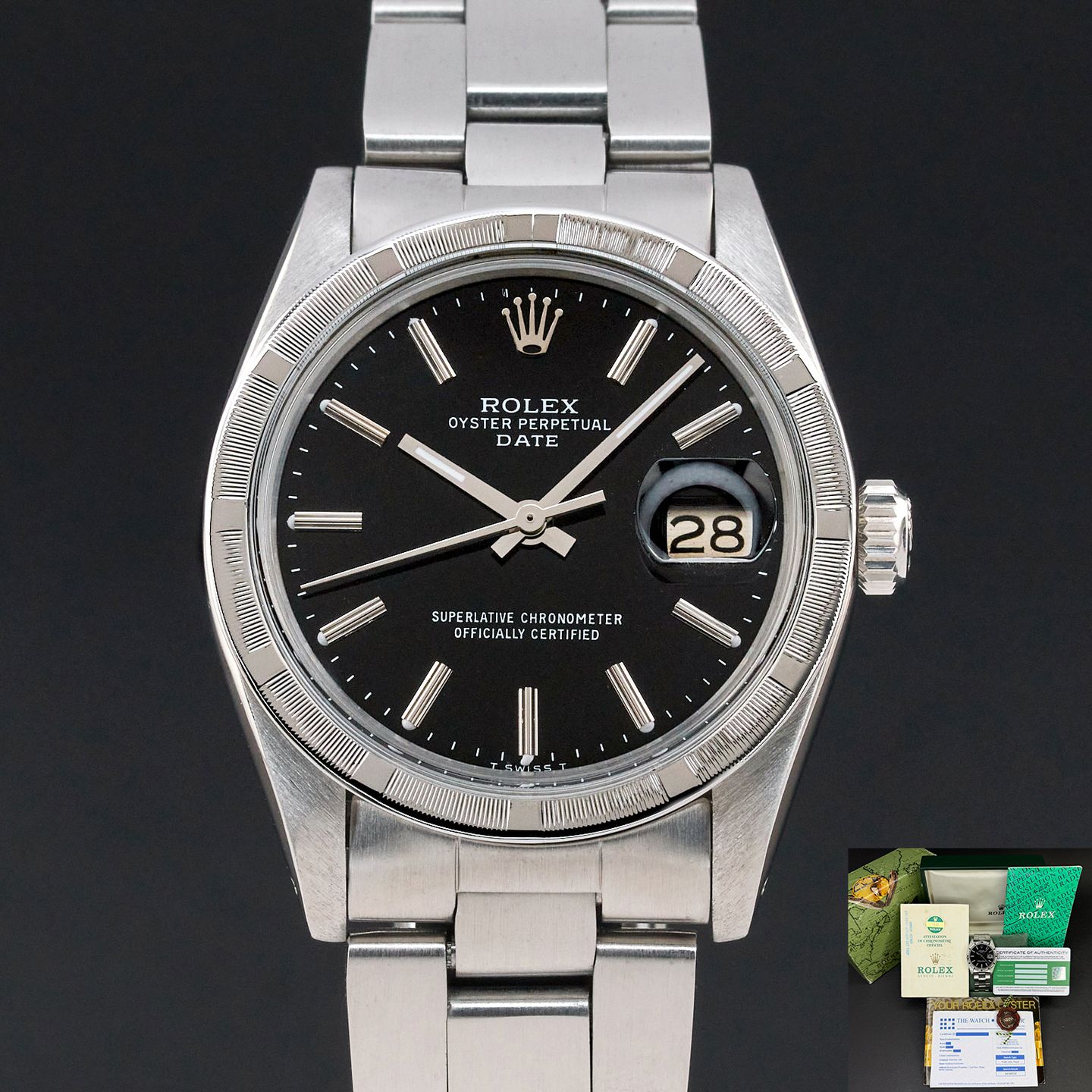 Rolex Oyster Perpetual Date 1501 (1980) - 34mm Staal (1/8)