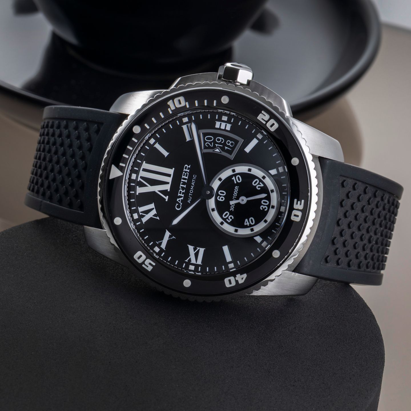 Cartier Calibre de Cartier Diver W7100056 (2010) - Zwart wijzerplaat 42mm Staal (2/8)