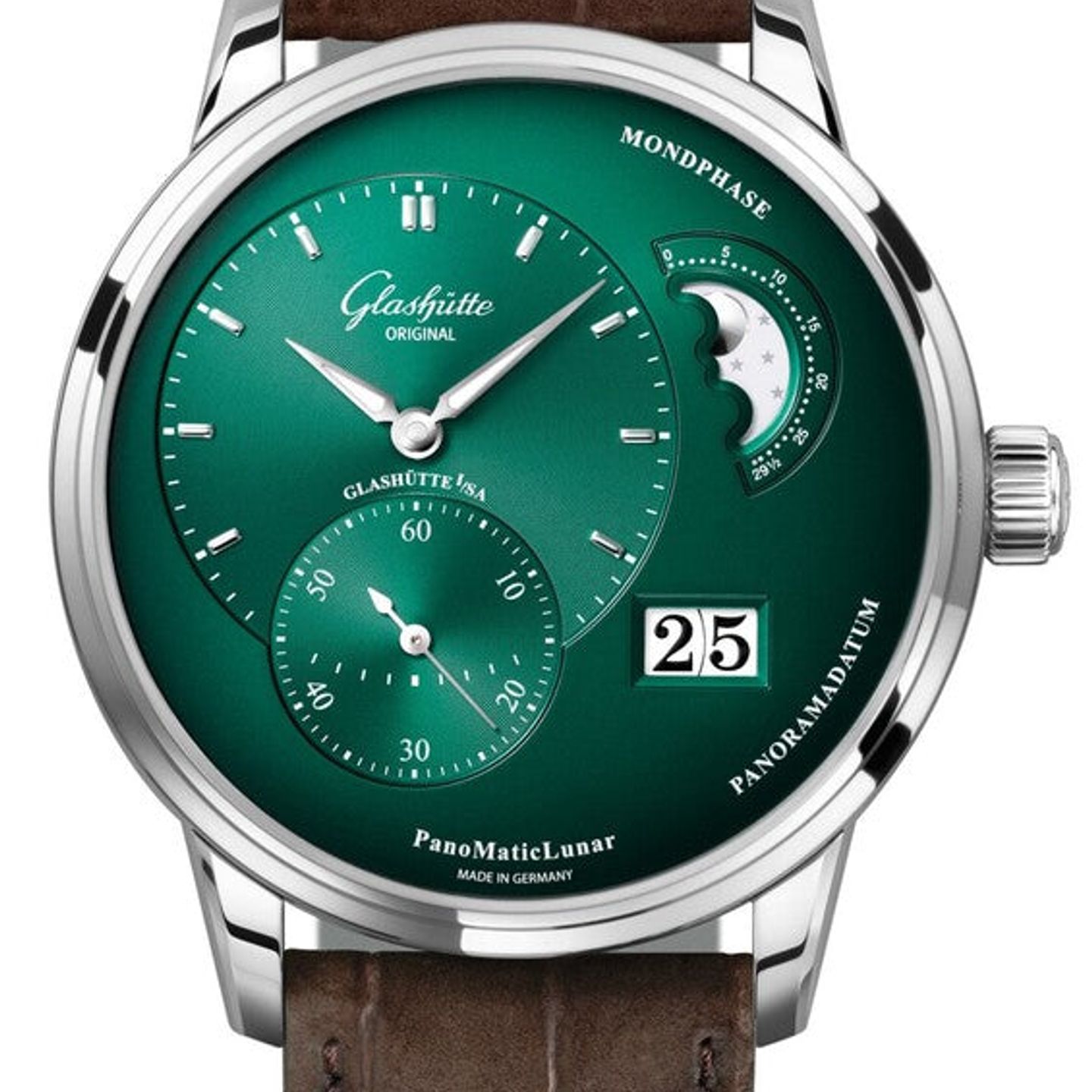 Glashütte Original PanoMaticLunar 1-90-02-13-32-62 (2025) - Groen wijzerplaat 40mm Staal (1/1)