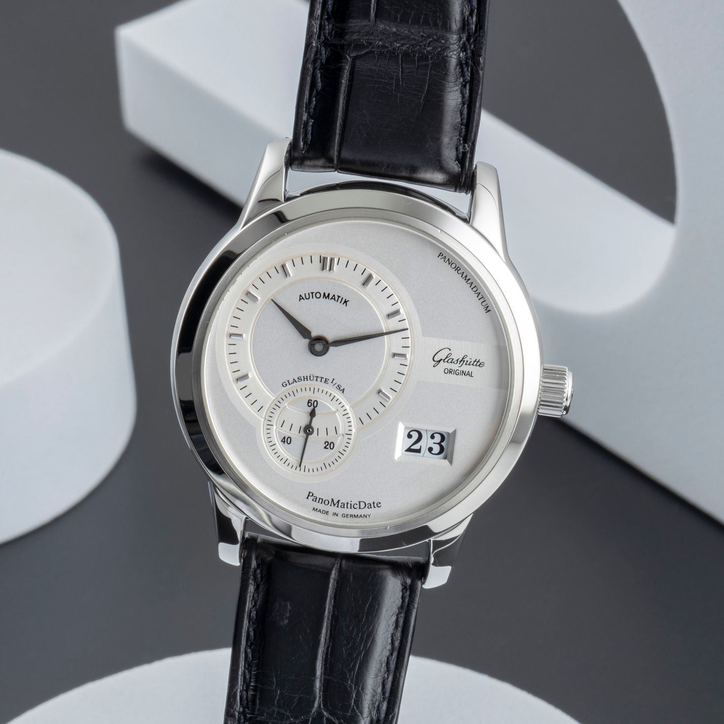 Glashütte Original PanoMaticDate 1-90-01-02-02-04 (2008) - Silver dial 40 mm Steel case (3/8)