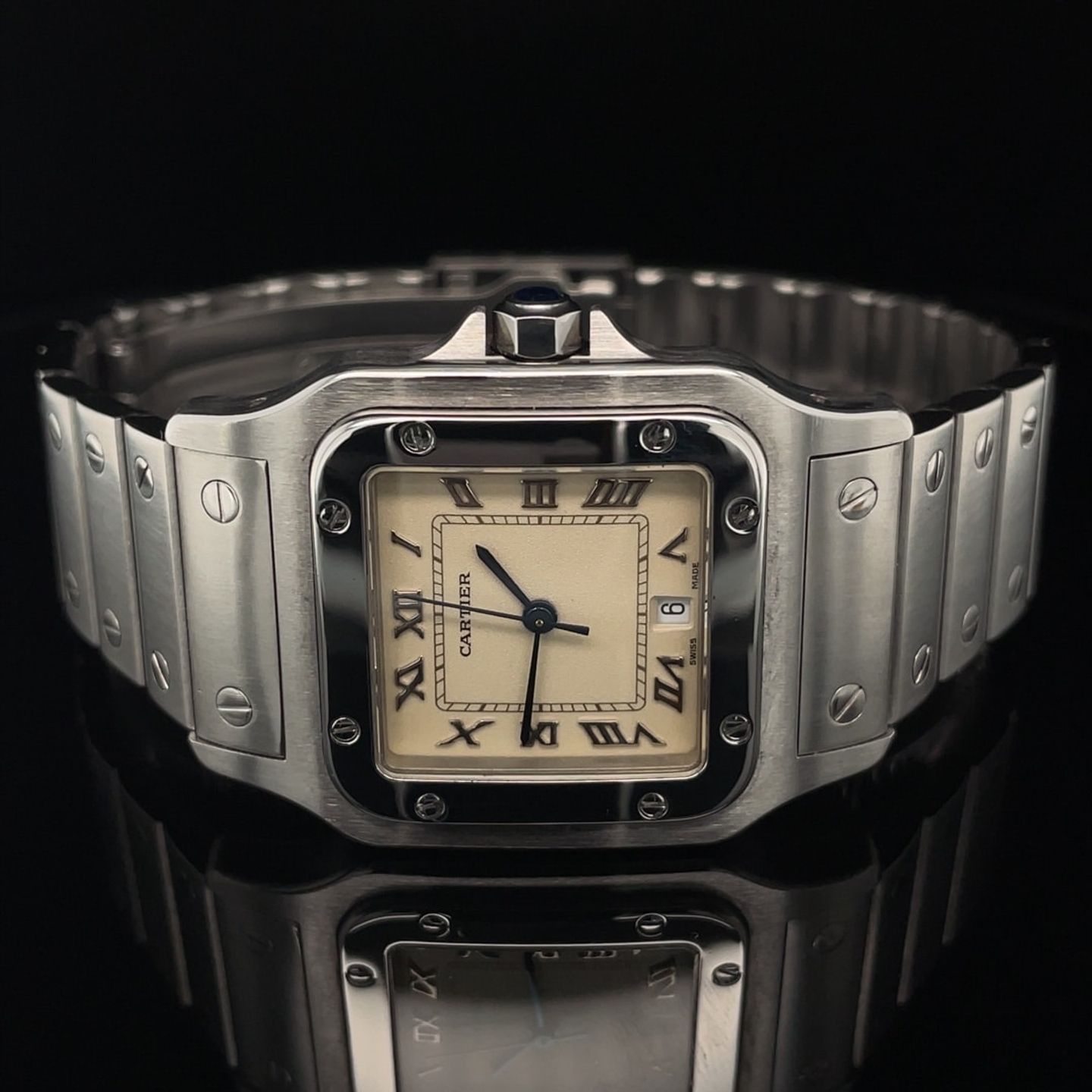 Cartier Santos Galbée 1564 (1997) - White dial 29 mm Steel case (7/8)