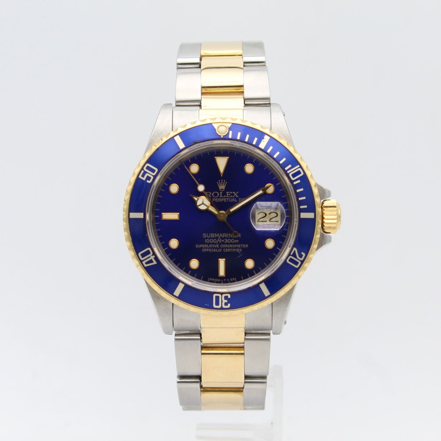 Rolex Submariner Date 16803 (1987) - Blauw wijzerplaat 40mm Goud/Staal (1/8)