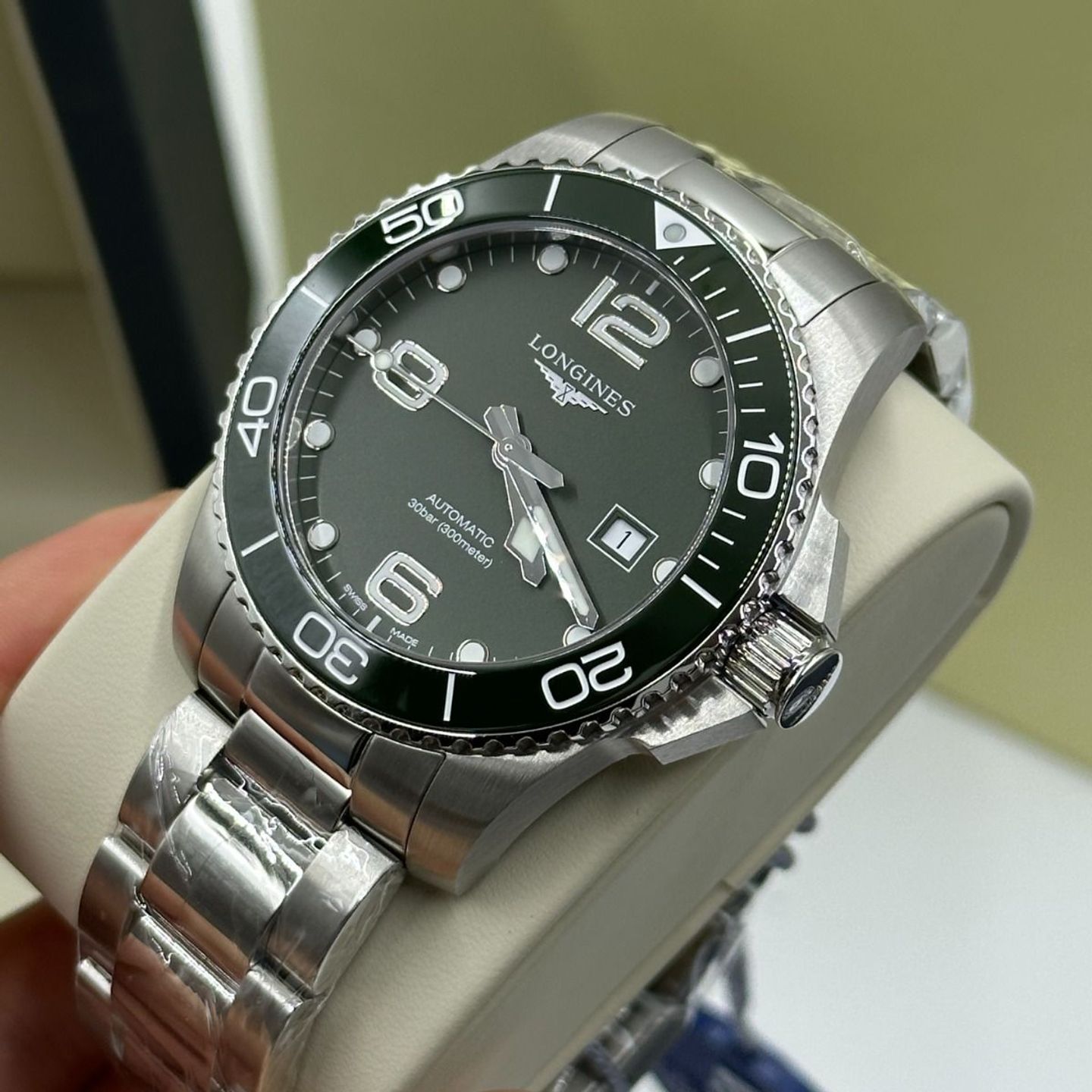 Longines HydroConquest L3.782.4.06.6 (2023) - Groen wijzerplaat 43mm Staal (8/8)