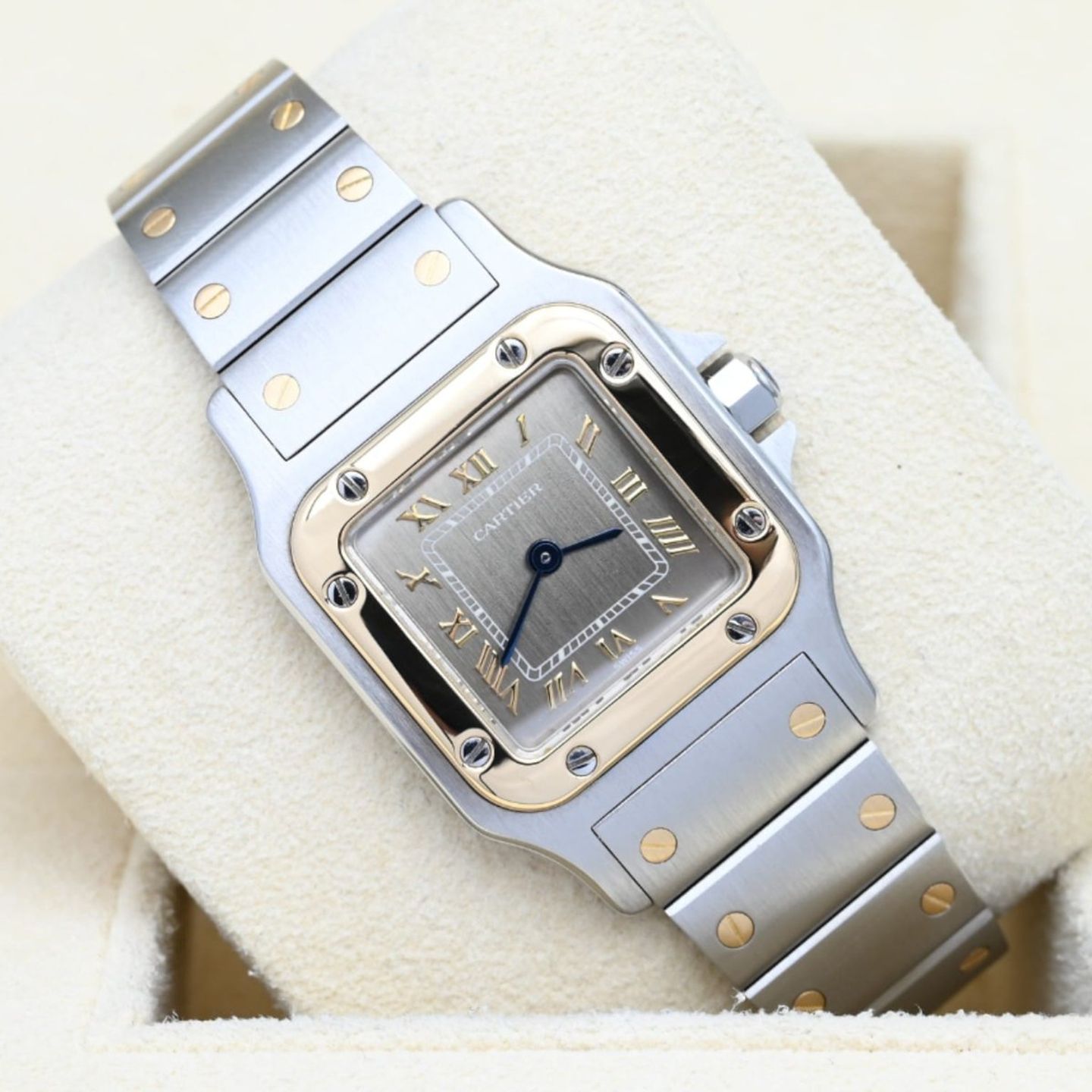 Cartier Santos Galbée 1567 (Unknown (random serial)) - White dial 24 mm Gold/Steel case (1/8)