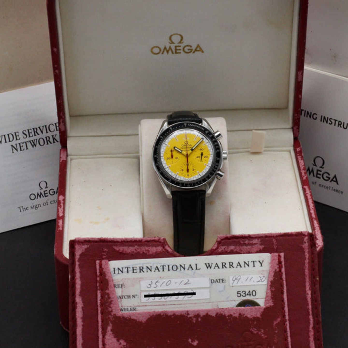 Omega Speedmaster Reduced 3510.12.00 (1999) - Yellow dial 39 mm Steel case (3/7)