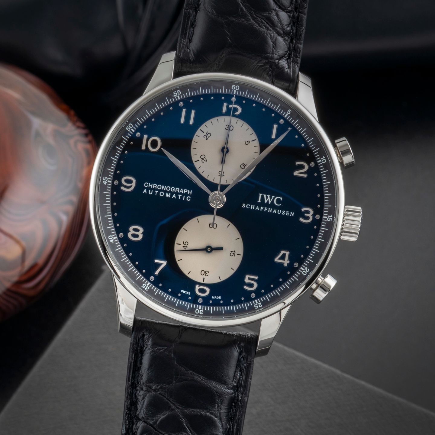 IWC Portuguese Chronograph IW371404 (Onbekend (willekeurig serienummer)) - Zwart wijzerplaat 41mm Staal (3/8)