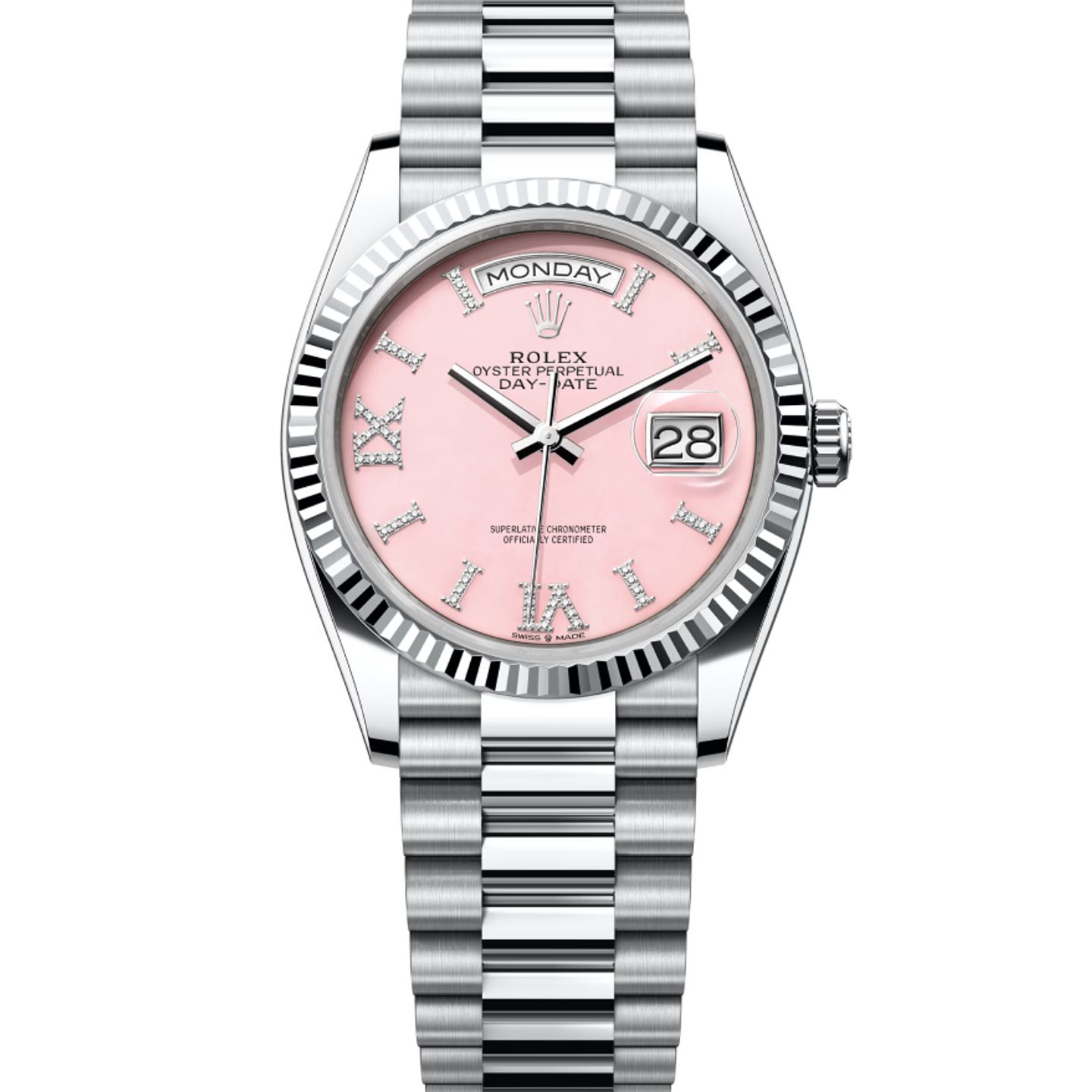 Rolex Day-Date 36 128236 (2024) - Pink dial 36 mm Platinum case (1/8)