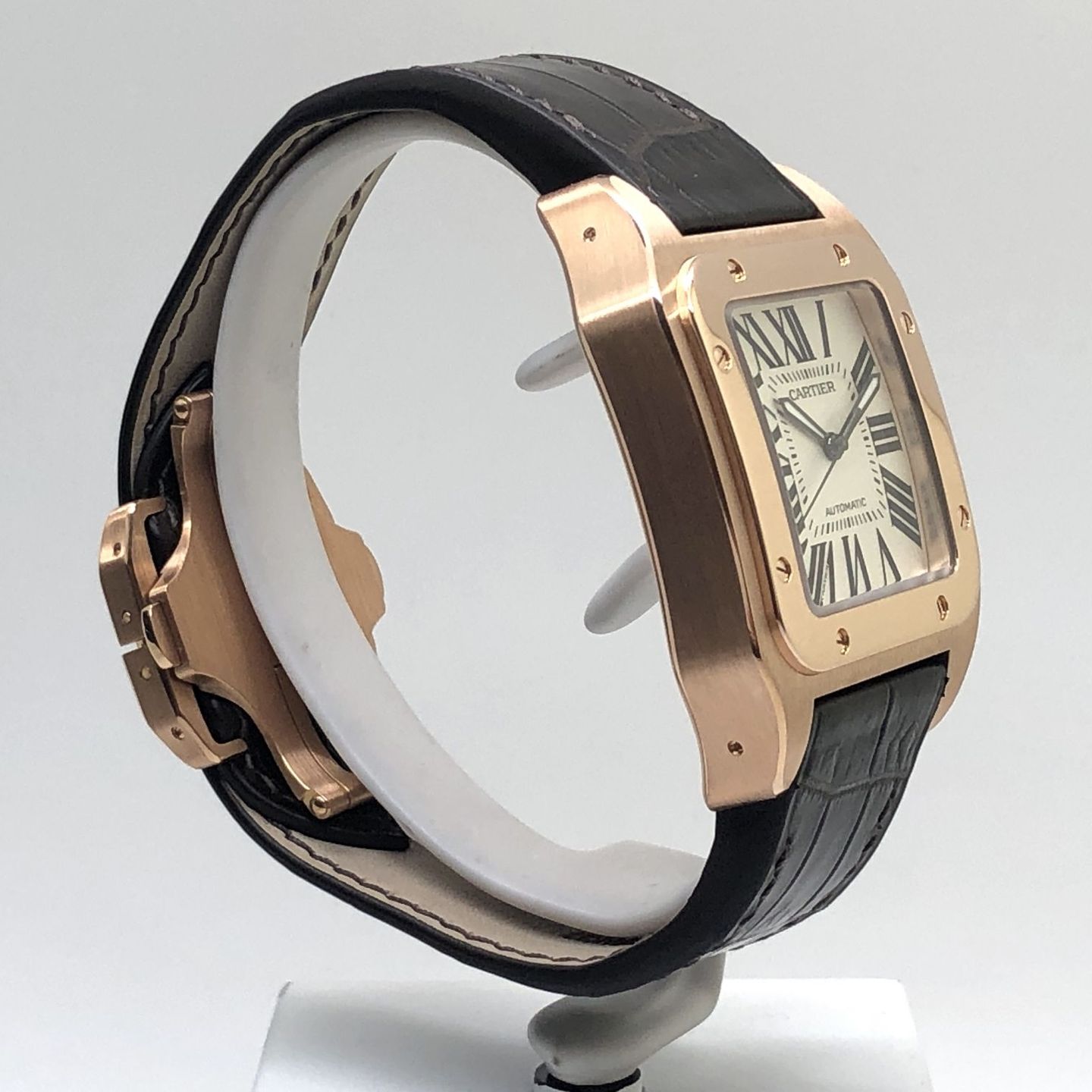 Cartier Santos 100 2792 (Unknown (random serial)) - White dial 41 mm Rose Gold case (4/8)