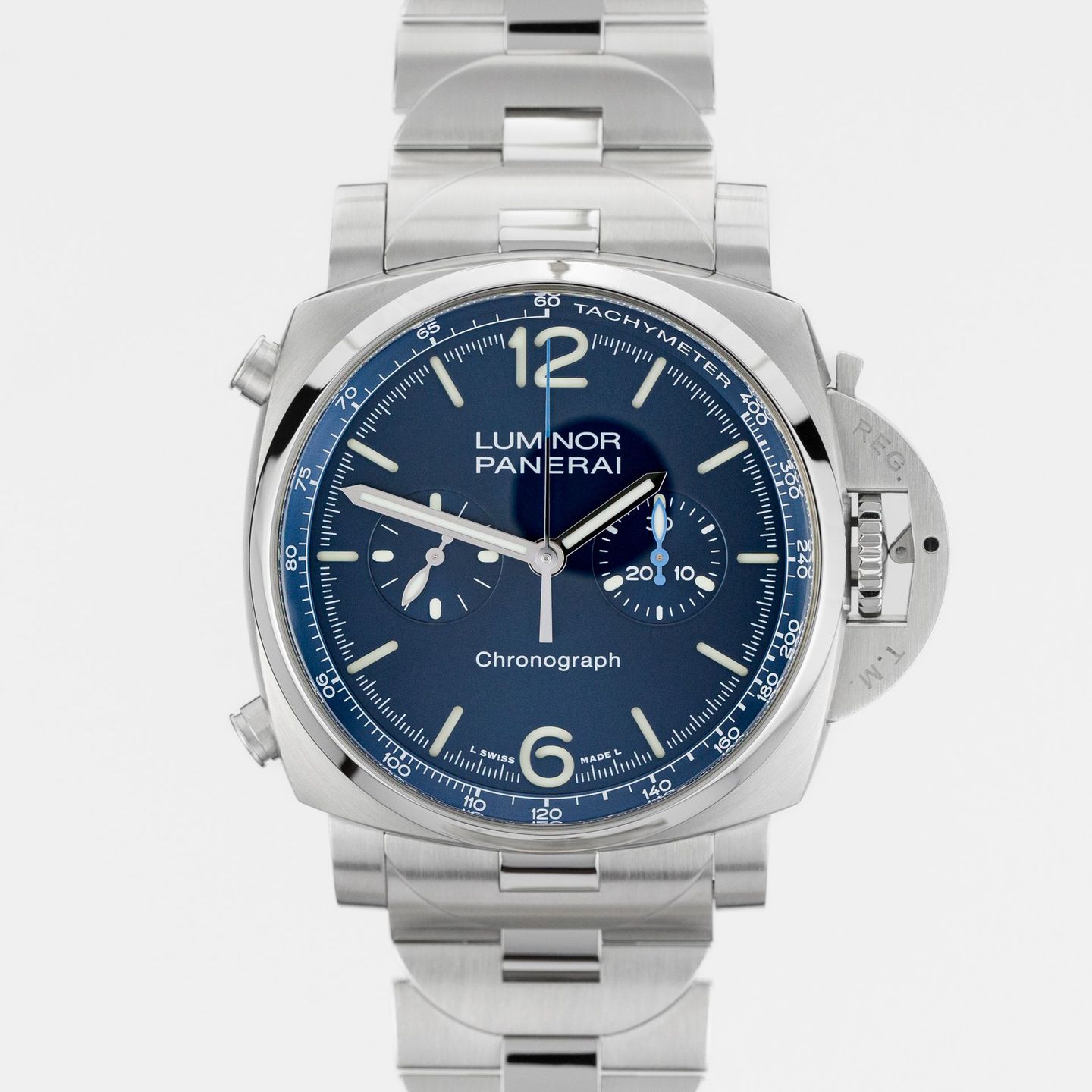 Panerai Luminor Chrono PAM01110 (2022) - Blauw wijzerplaat 44mm Staal (1/8)