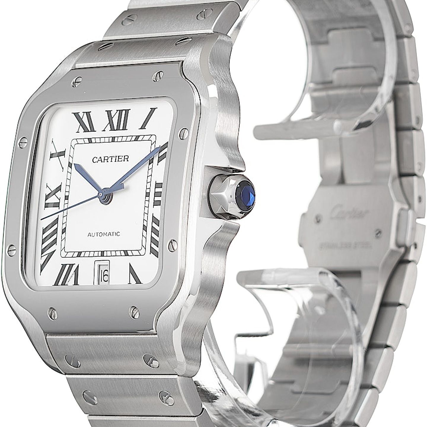 Cartier Santos WSSA0018 (2025) - Zilver wijzerplaat 40mm Staal (4/5)