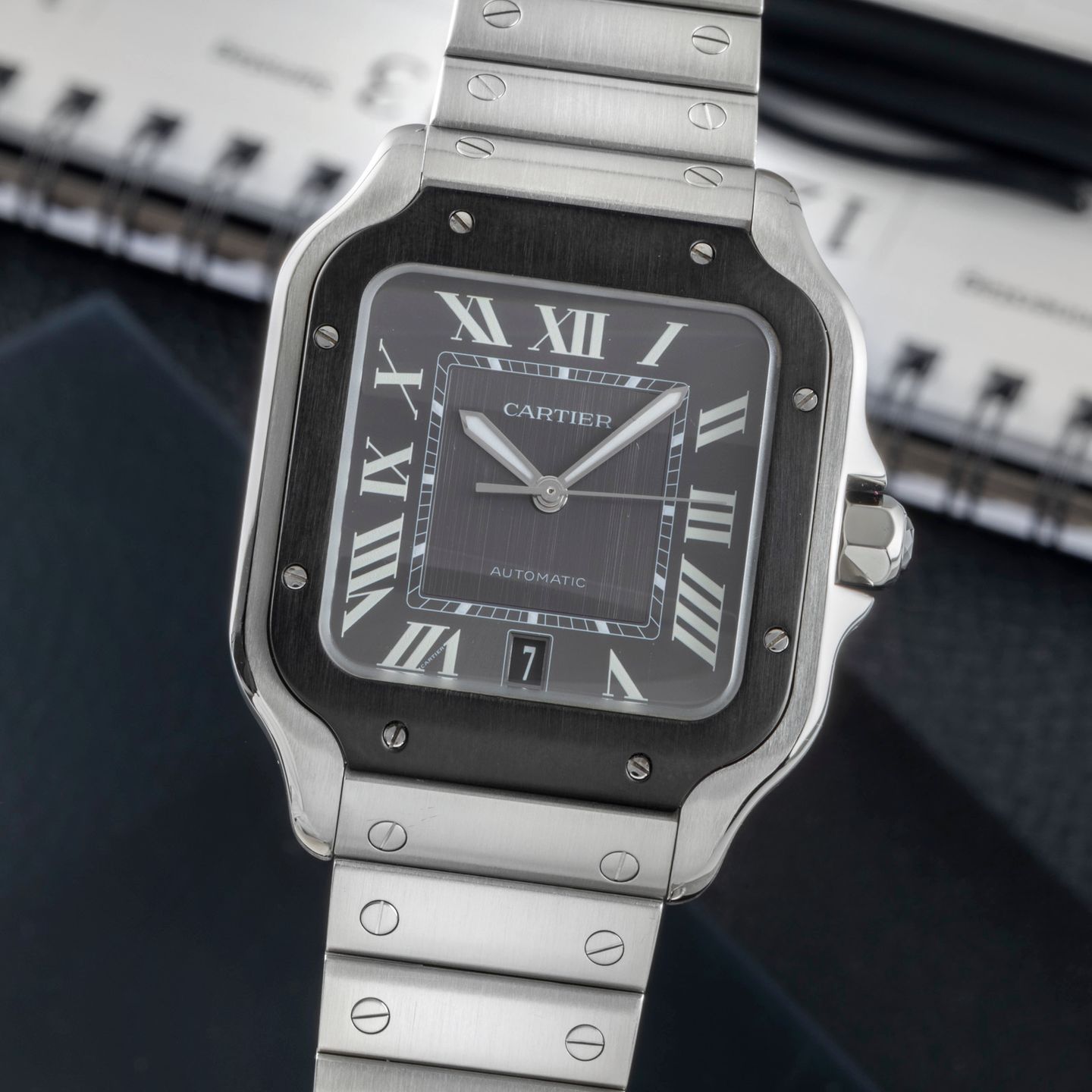Cartier Santos WSSA0037 (Unknown (random serial)) - Grey dial 40 mm Steel case (3/8)