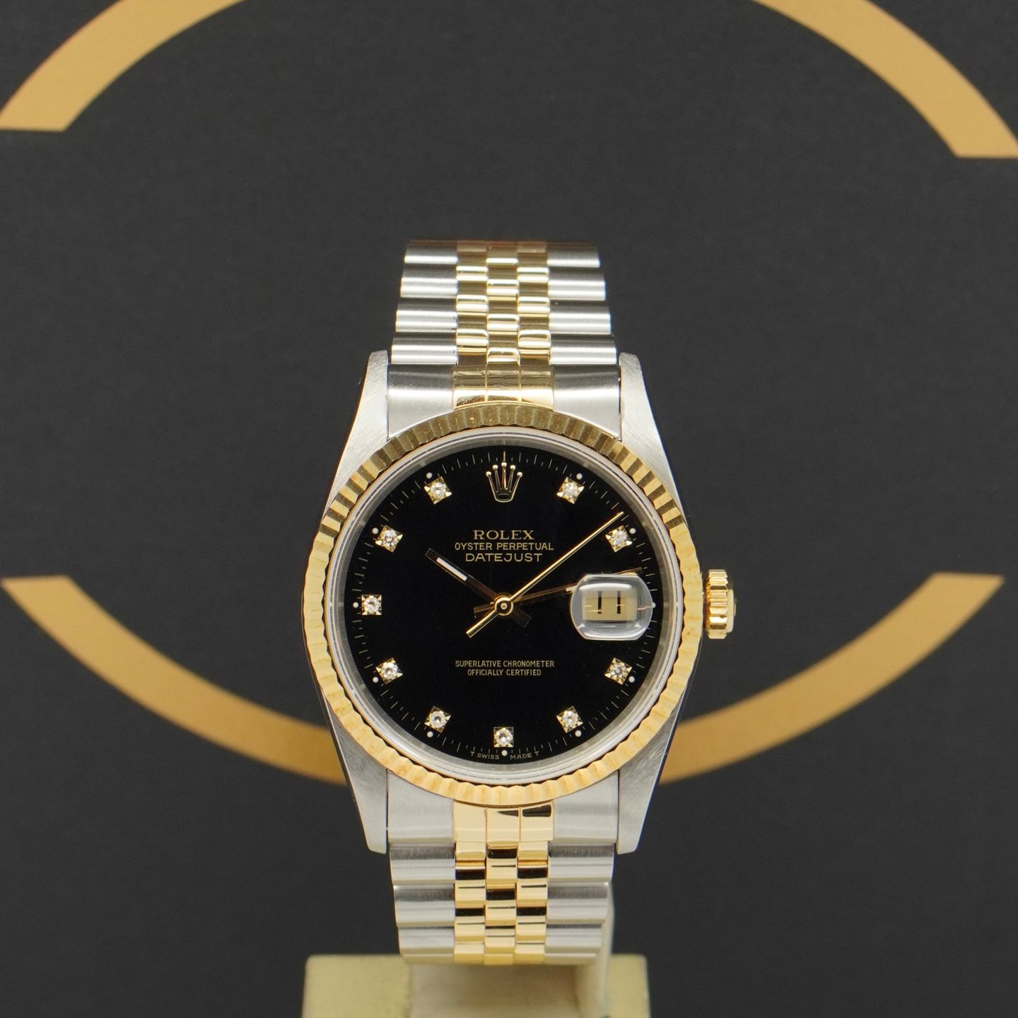 Rolex Datejust 36 16233 (1994) - Zwart wijzerplaat 36mm Goud/Staal (1/7)