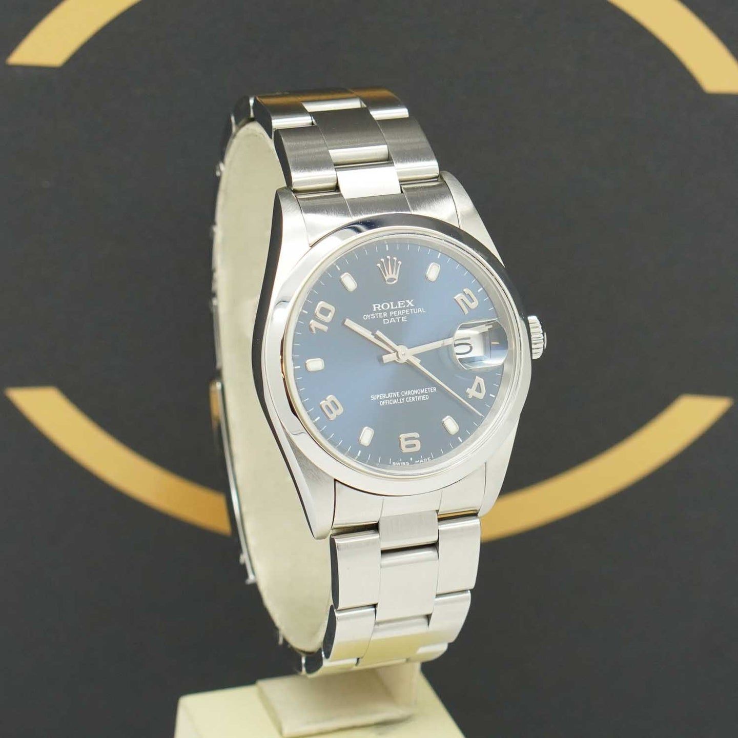 Rolex Oyster Perpetual Date 15200 (2001) - Blauw wijzerplaat 34mm Staal (3/7)