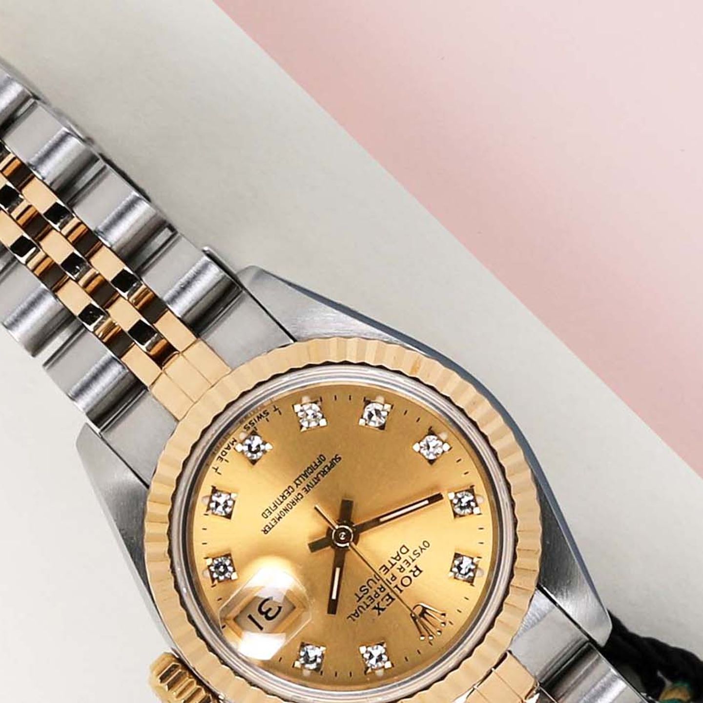 Rolex Lady-Datejust 69173 (1994) - Champagne wijzerplaat 26mm Goud/Staal (3/7)