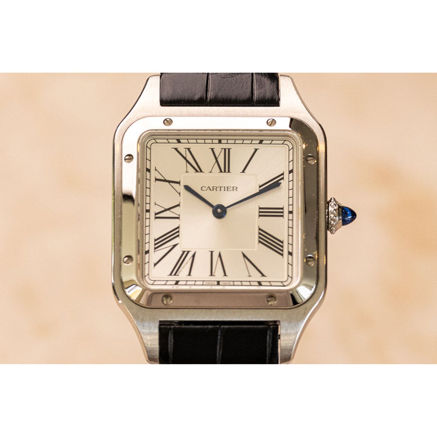 Cartier Santos Dumont WSSA0022 (Onbekend (willekeurig serienummer)) - Zilver wijzerplaat 44mm Staal (3/5)