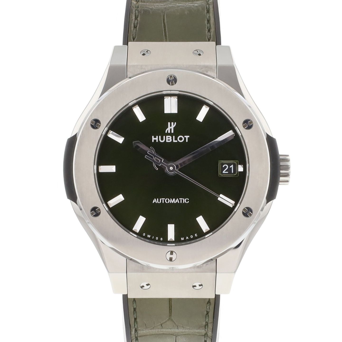 Hublot Classic Fusion 565.NX.8970.LR (2023) - Groen wijzerplaat 38mm Titanium (1/3)