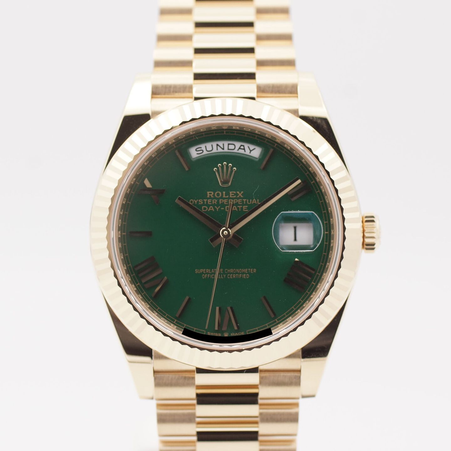 Rolex Day-Date 40 228238 (2023) - Green dial 40 mm Yellow Gold case (1/8)