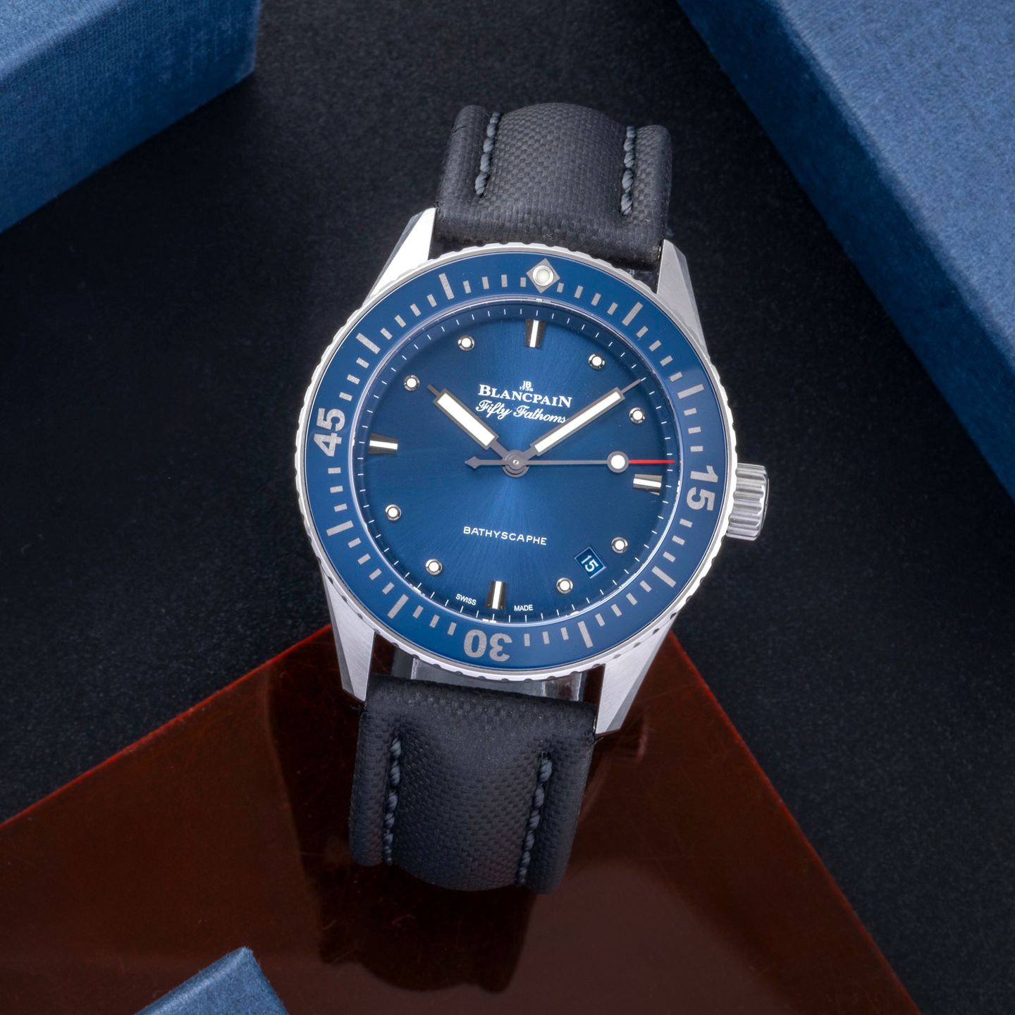 Blancpain Fifty Fathoms Bathyscaphe 5100-1140-O52A (Onbekend (willekeurig serienummer)) - Blauw wijzerplaat 39mm Staal (1/8)