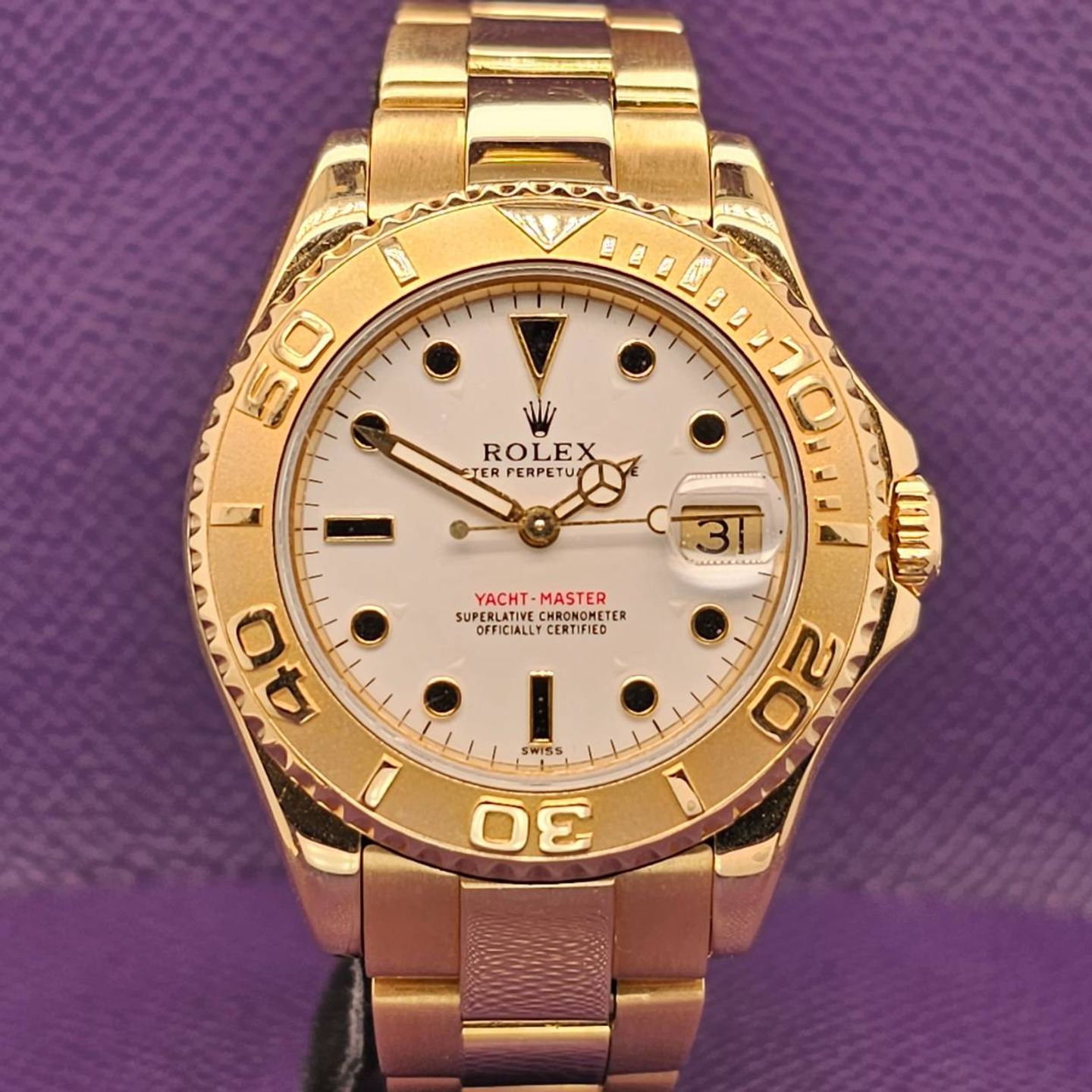 Rolex Yacht-Master 168628 (1996) - Wit wijzerplaat 35mm Geelgoud (3/5)