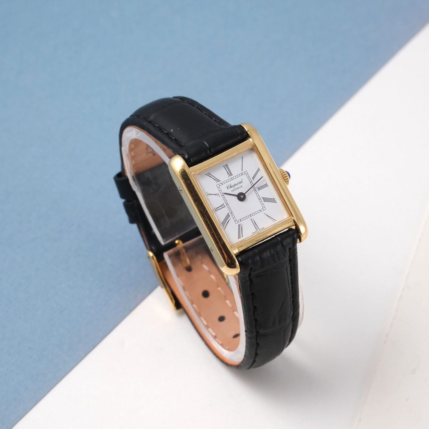 Chopard Tank 5054 (1985) - White dial 20 mm Yellow Gold case (3/8)