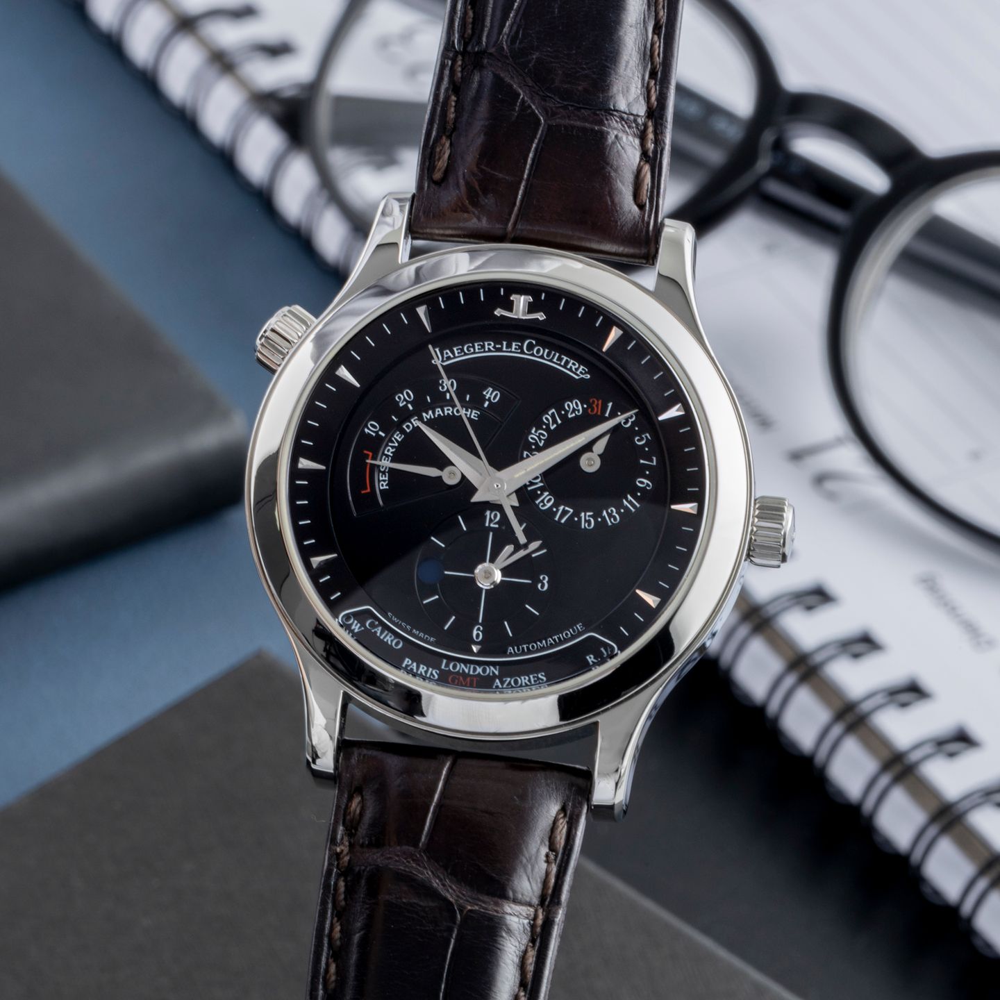 Jaeger-LeCoultre Master Geographic Q1428170 / 142.8.92.S (2000) - Black dial 38 mm Steel case (3/8)