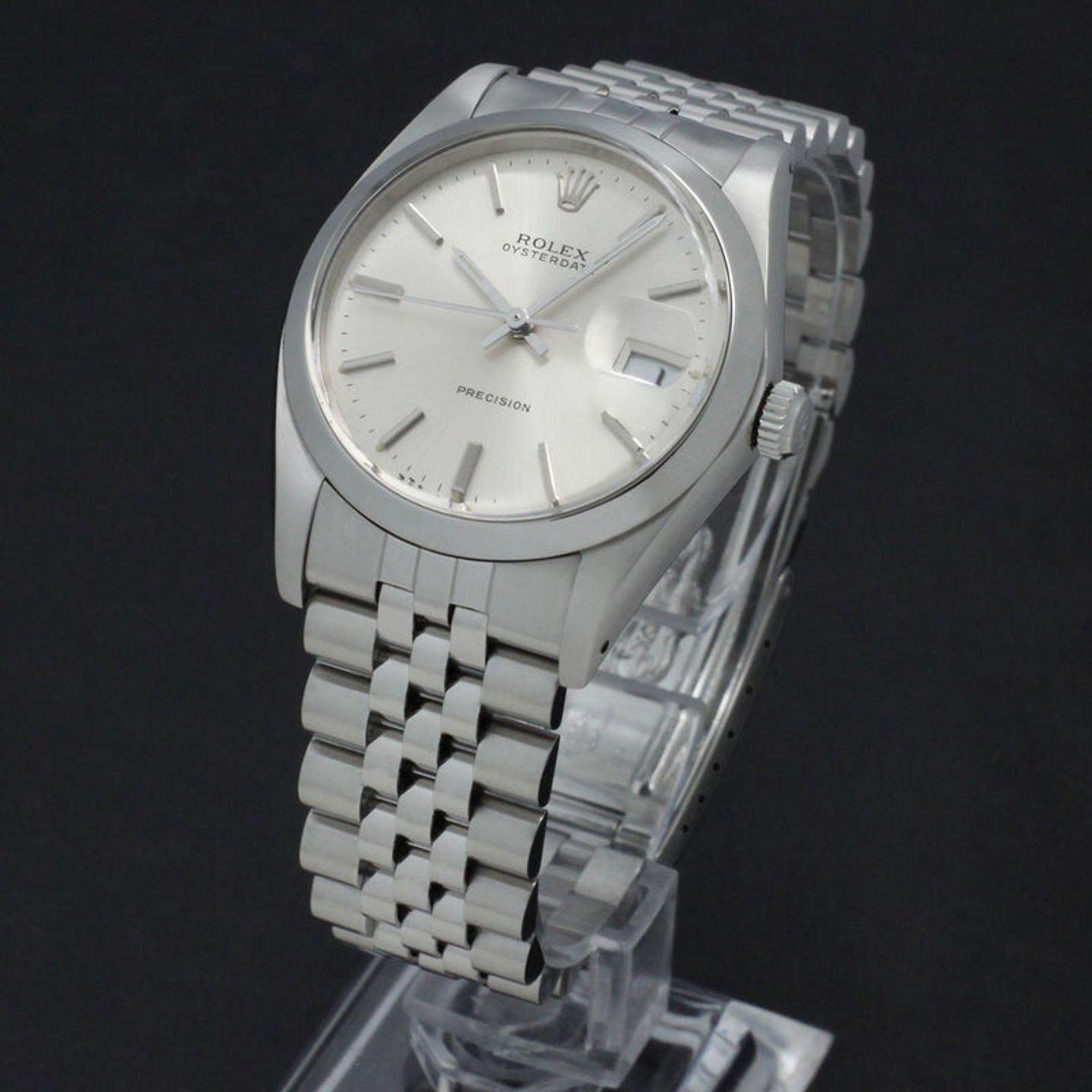 Rolex Oyster Precision 6694 (1985) - Zilver wijzerplaat 34mm Staal (2/7)