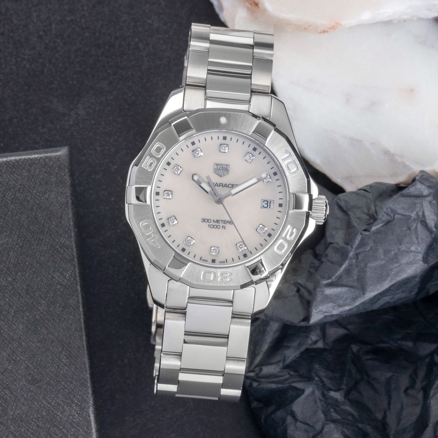 TAG Heuer Aquaracer Lady WBD131B.BA0748 (Unknown (random serial)) - White dial 35 mm Steel case (1/8)