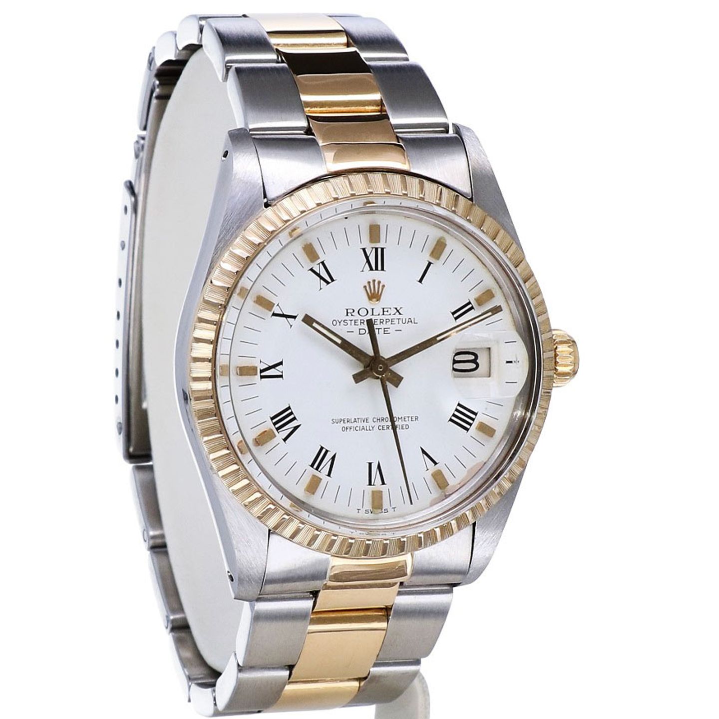 Rolex Oyster Perpetual Date 15053 (1983) - White dial 34 mm Gold/Steel case (5/8)