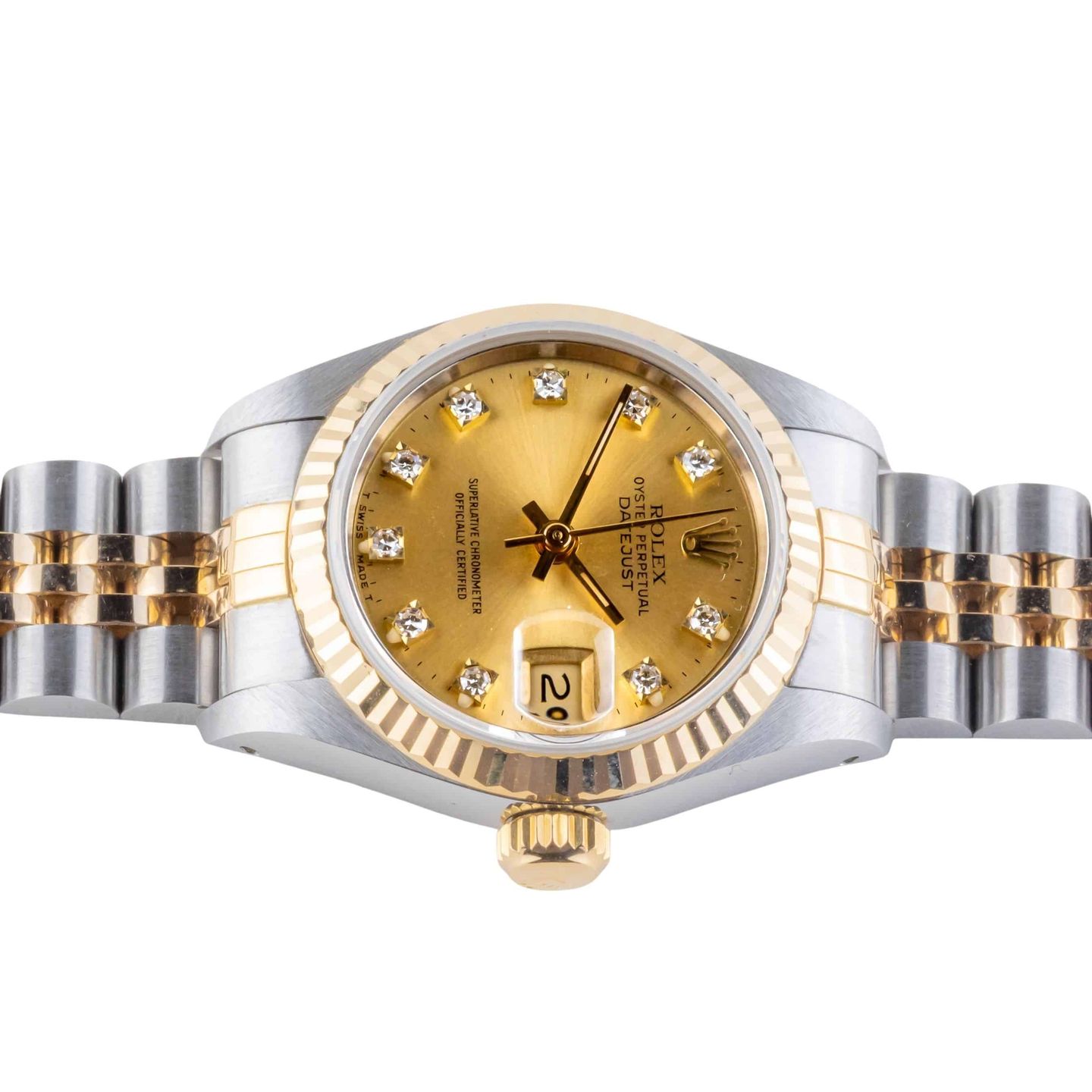 Rolex Lady-Datejust 69173 (1991) - Champagne dial 26 mm Gold/Steel case (6/8)